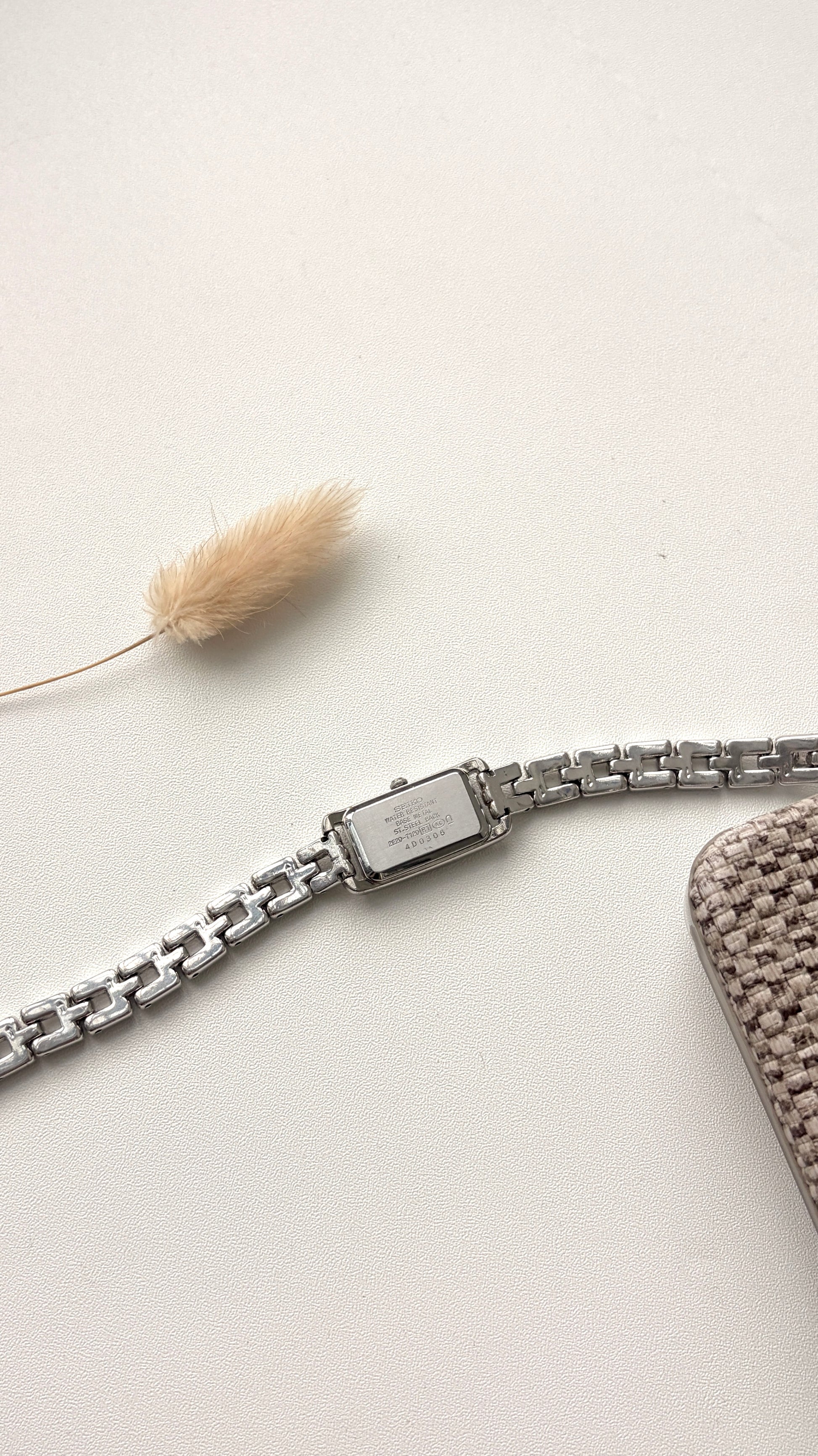 S. Tisse White Rect Dial with Silver Chain Watch