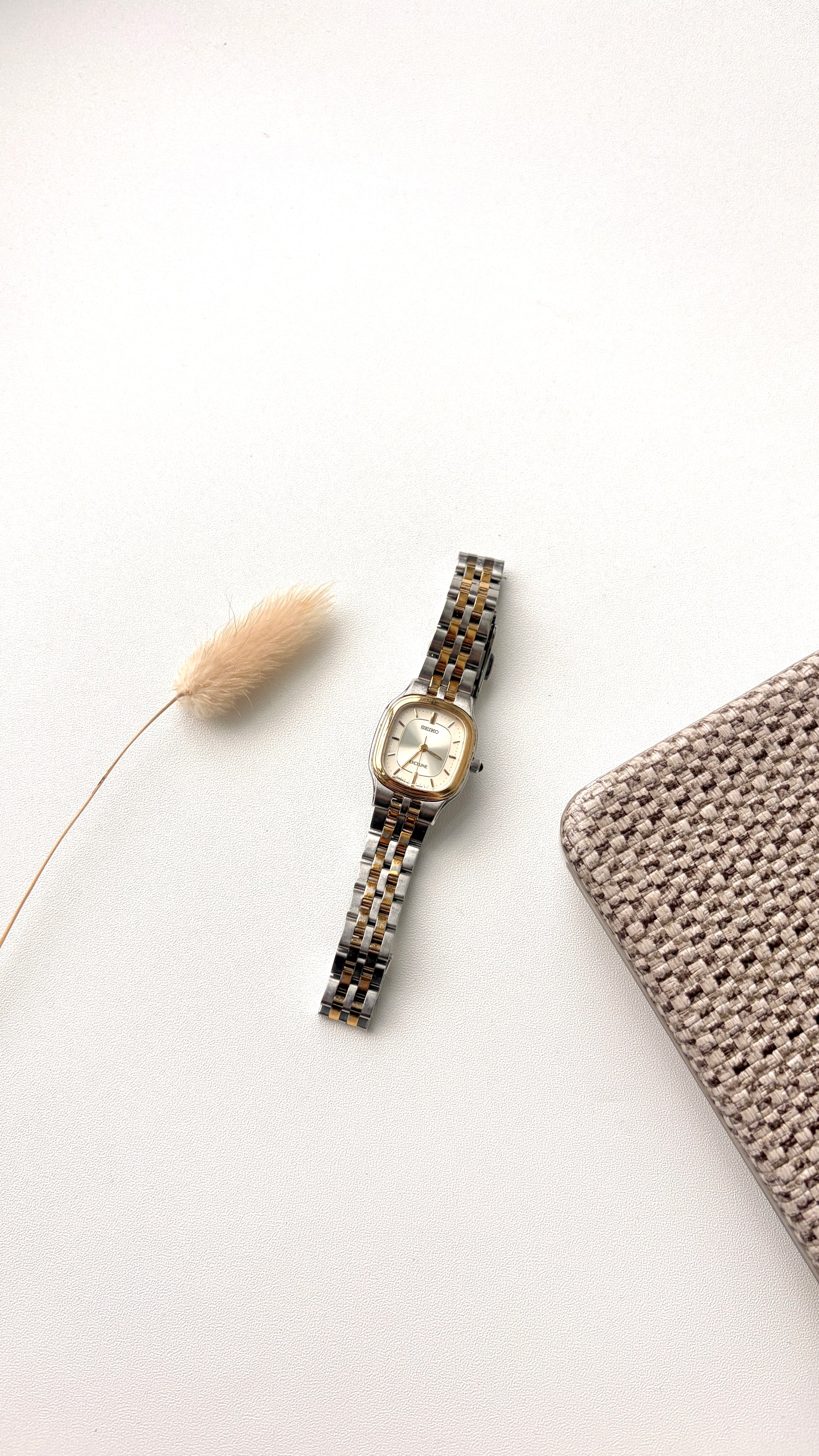 S. Exceline Square Silver Dial with Two Tone Chain Watch