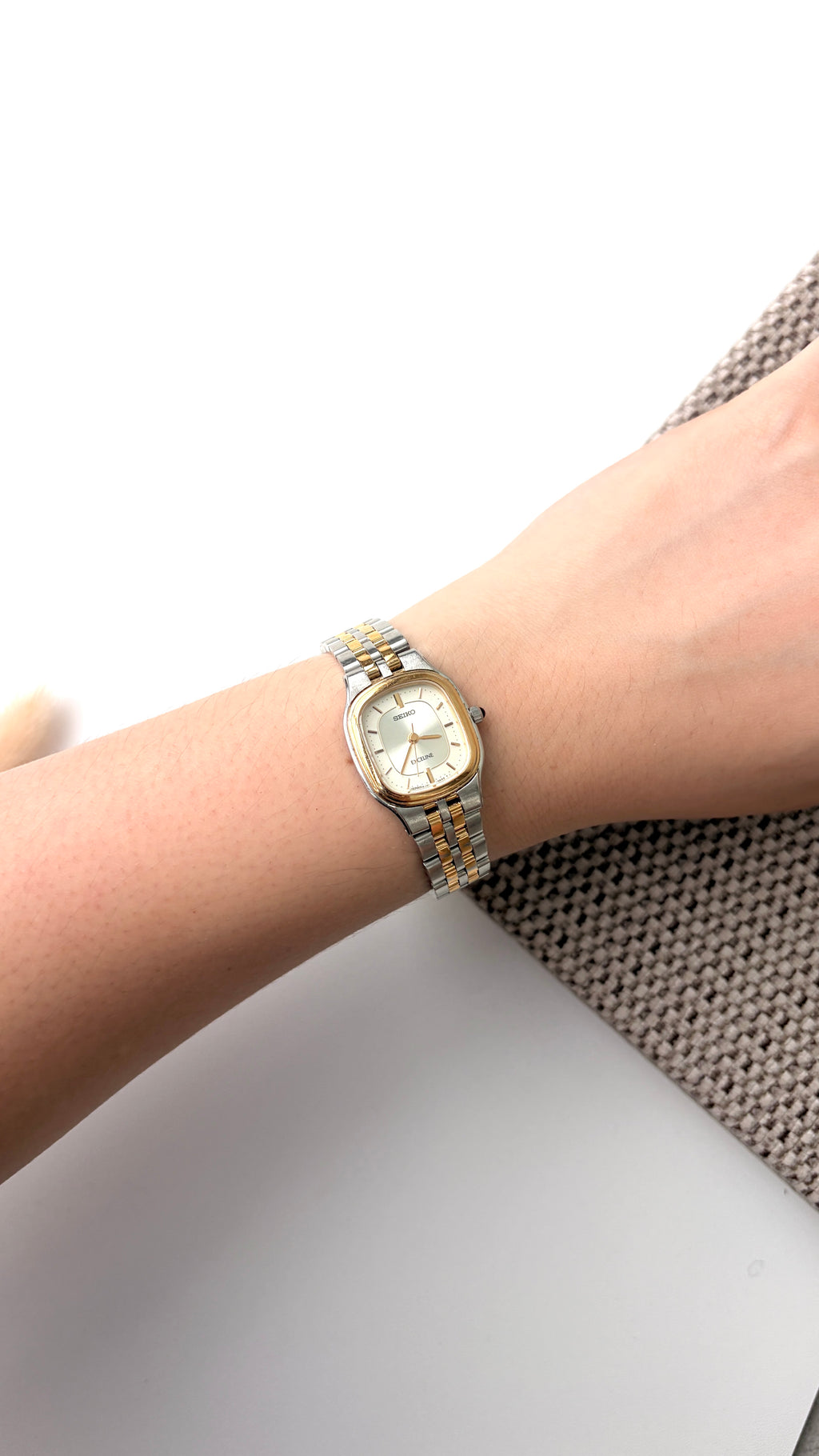 S. Exceline Square Silver Dial with Two Tone Chain Watch