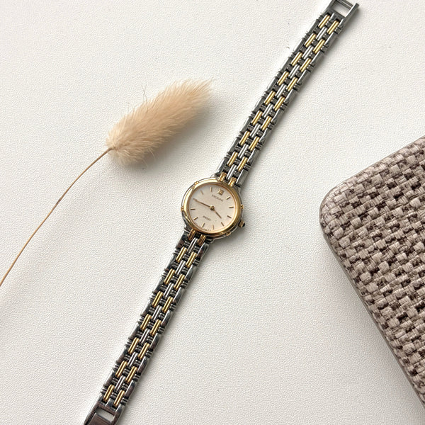 S. Exceline Beige Round Dial with Two Tone Chain Watch