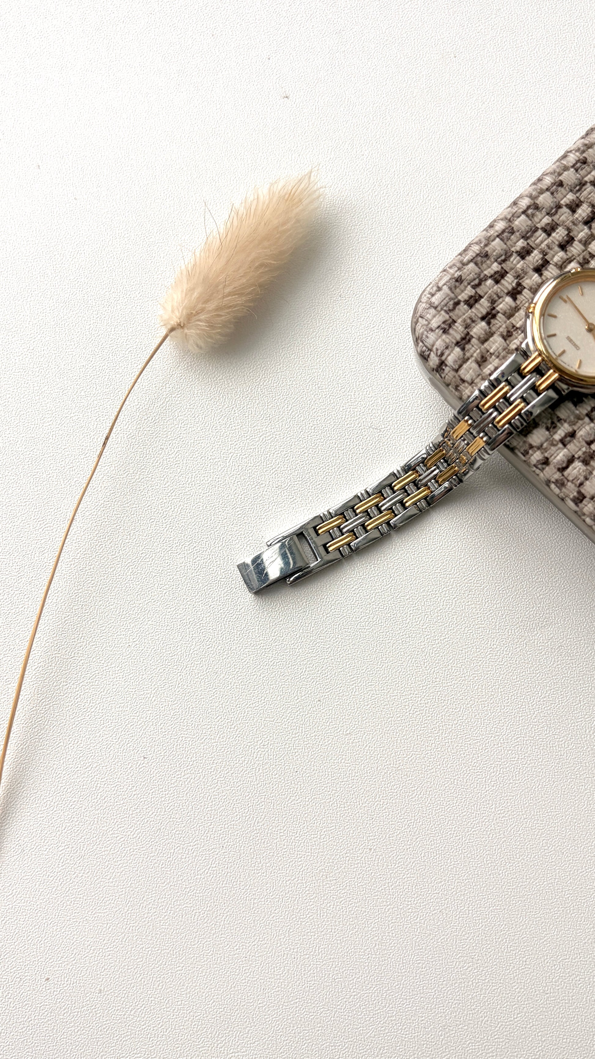 S. Exceline Beige Round Dial with Two Tone Chain Watch