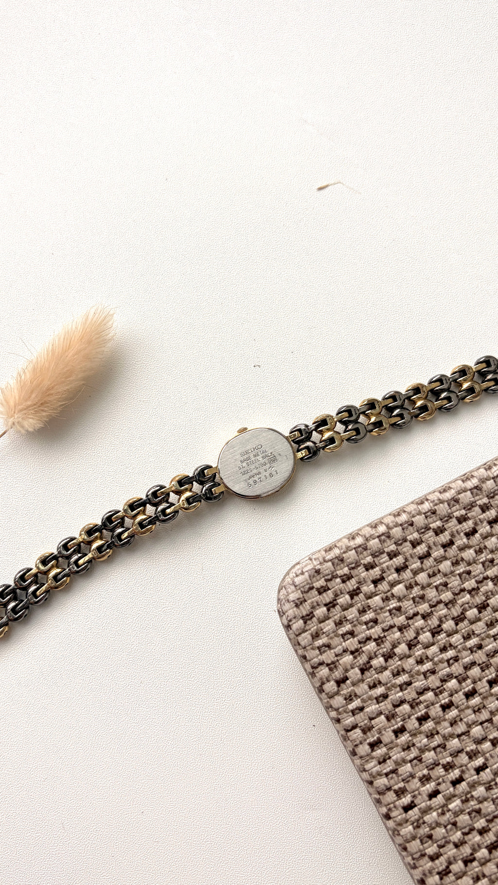 S. Oval Gold Dial with Two Tone Beads Chain Watch