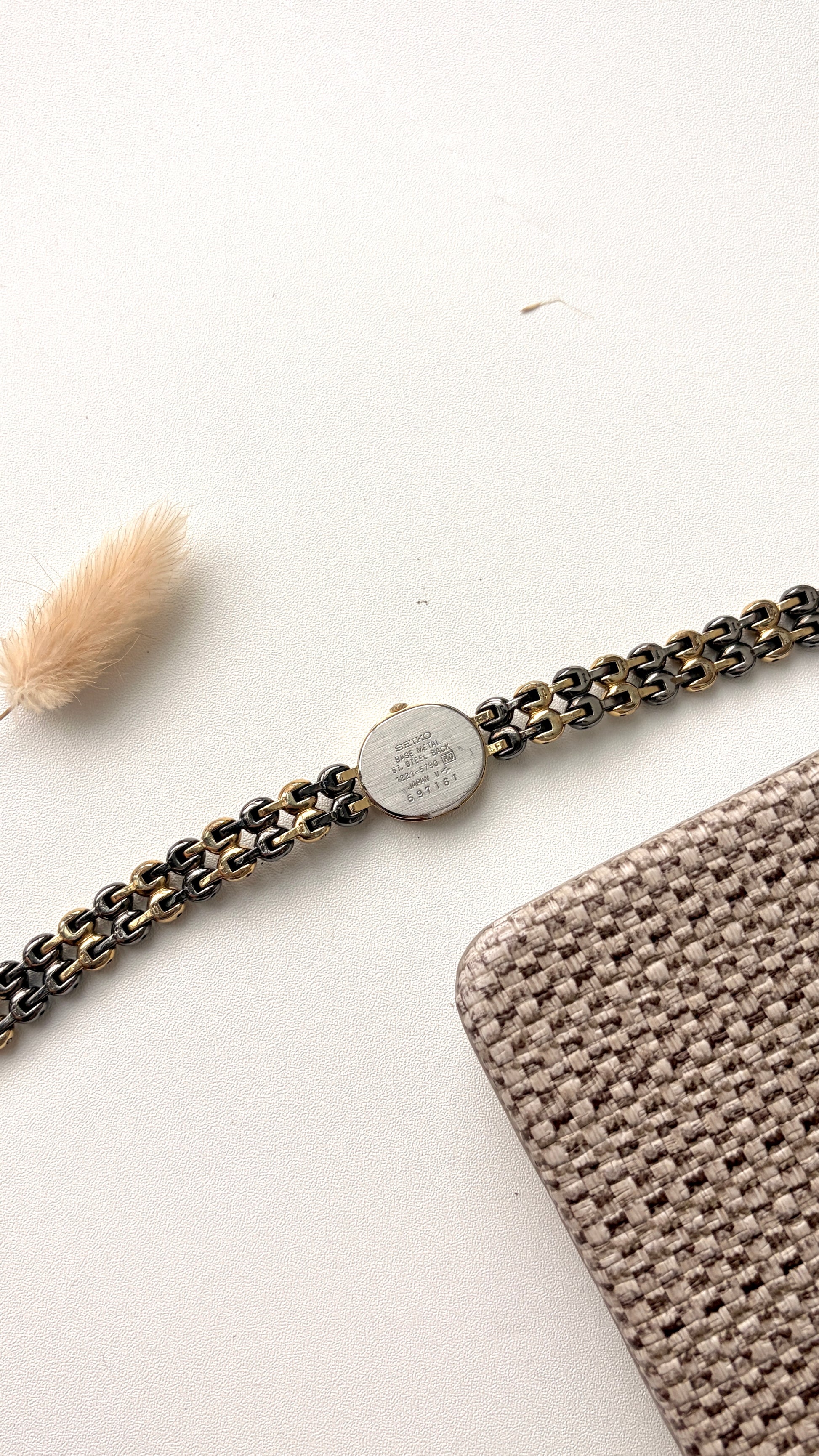 S. Oval Gold Dial with Two Tone Beads Chain Watch