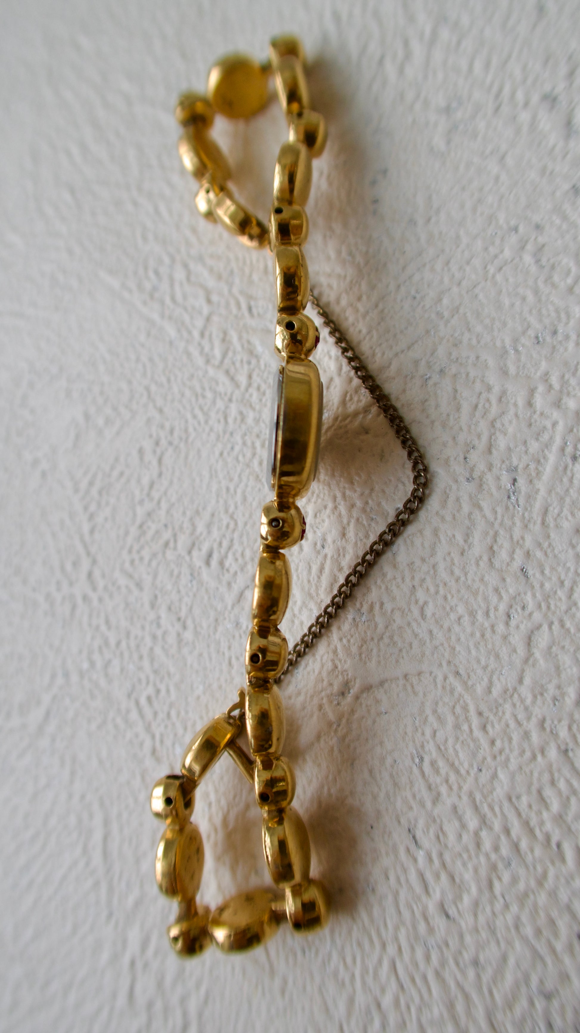 S. Round Gold Dial with Rubies, Beaded Chain