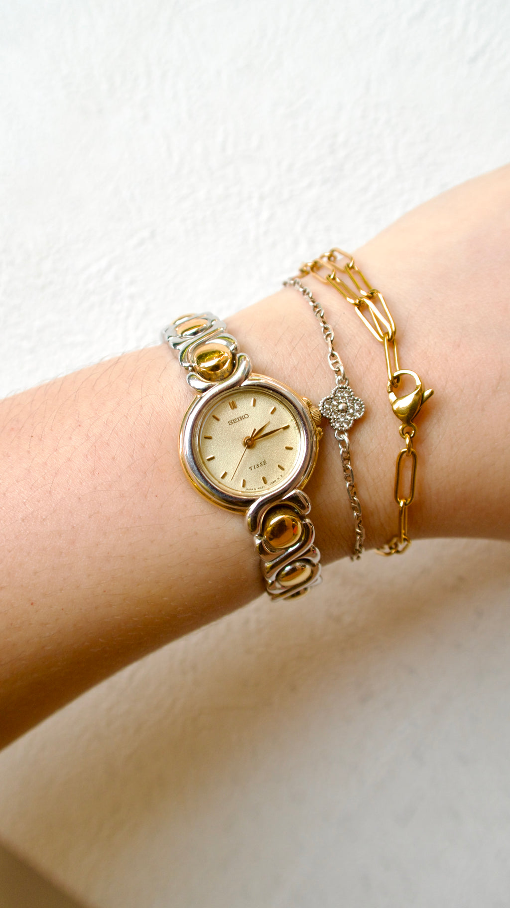 S. Tisse Round Dial Two Tone Chain
