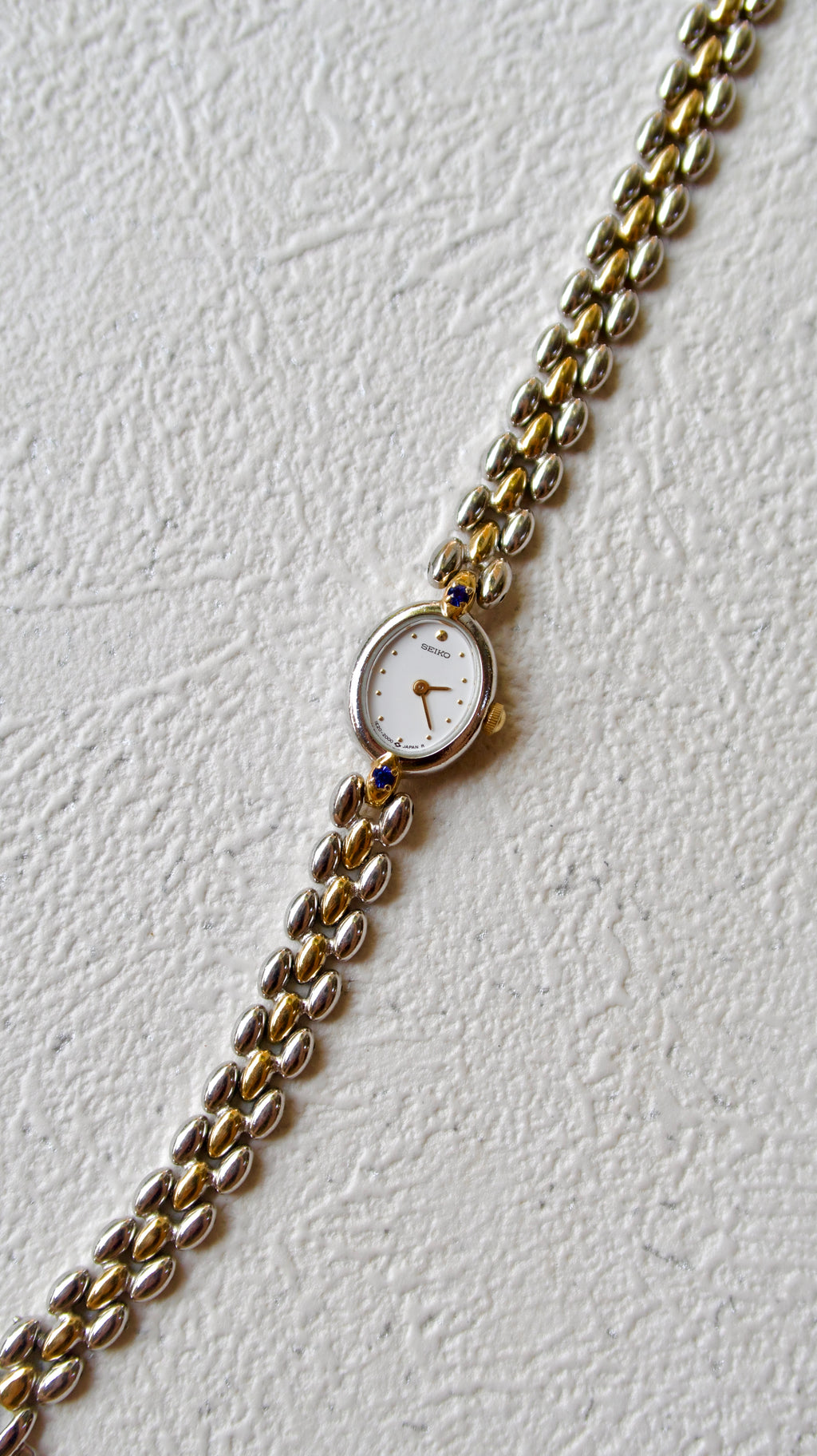 S. Blue Jewel Oval Dial with Two Tone Chain