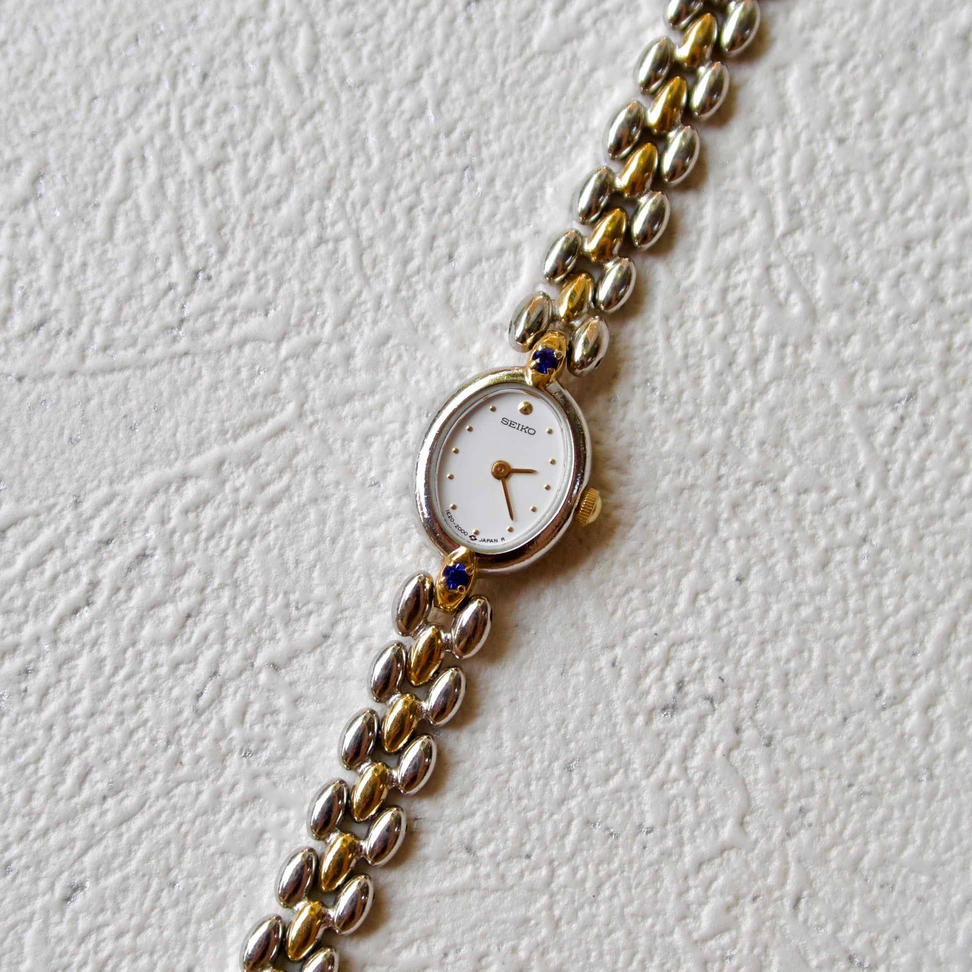 S. Blue Jewel Oval Dial with Two Tone Chain