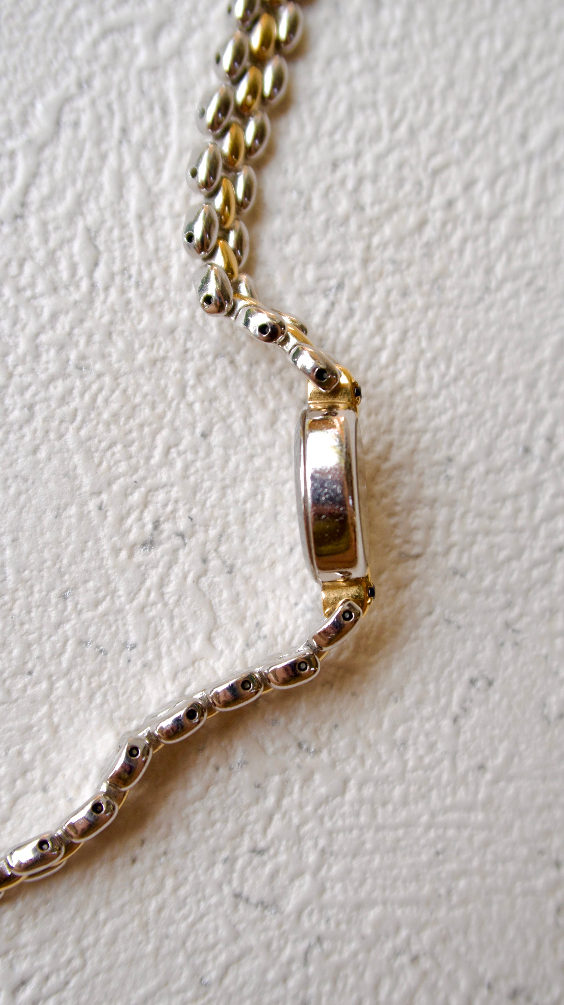 S. Blue Jewel Oval Dial with Two Tone Chain