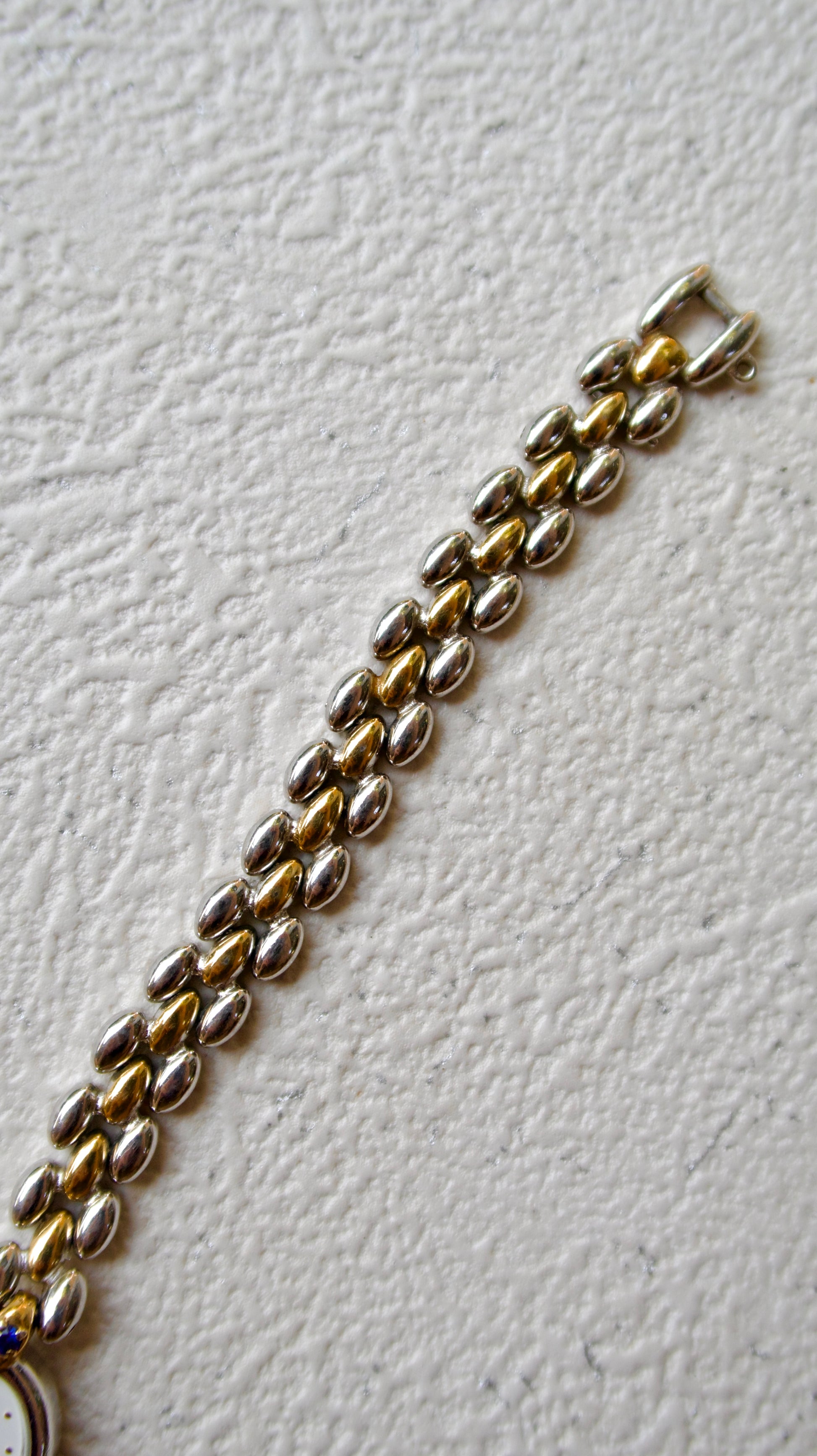 S. Blue Jewel Oval Dial with Two Tone Chain