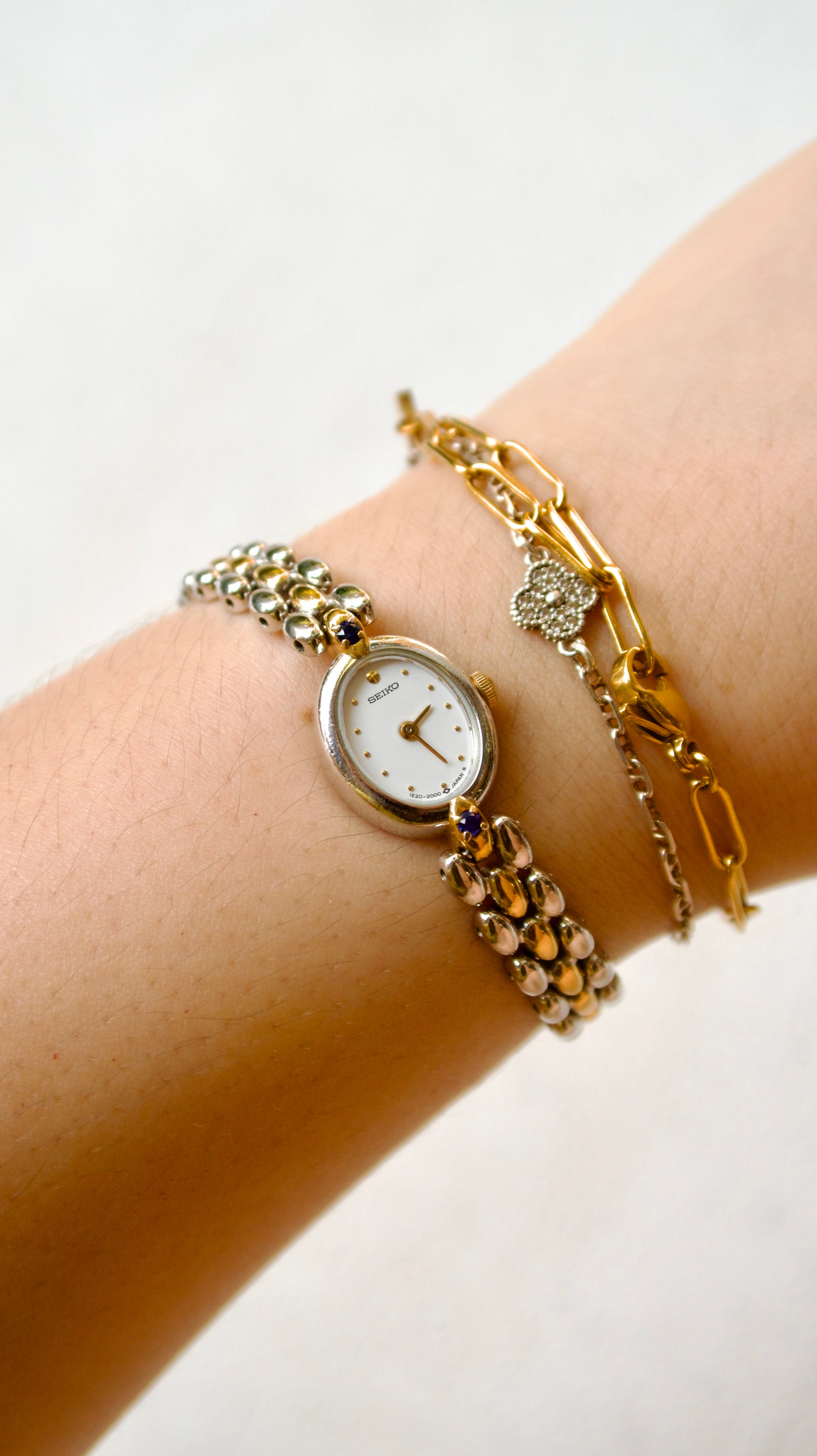 S. Blue Jewel Oval Dial with Two Tone Chain