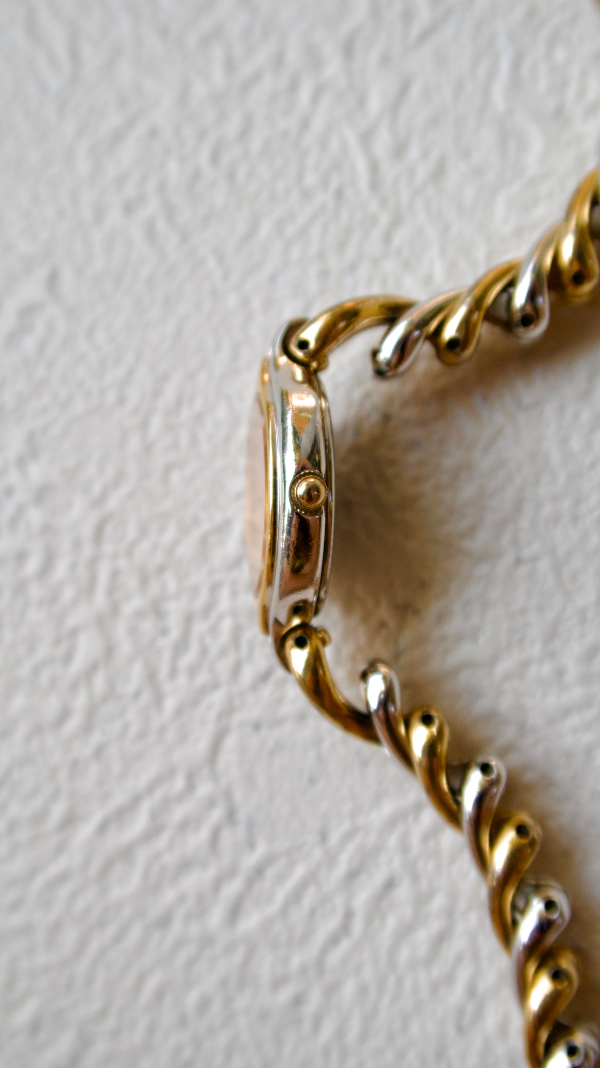 S. Exceline Black Jewel Oval Dial with Two Tone Braided Chain