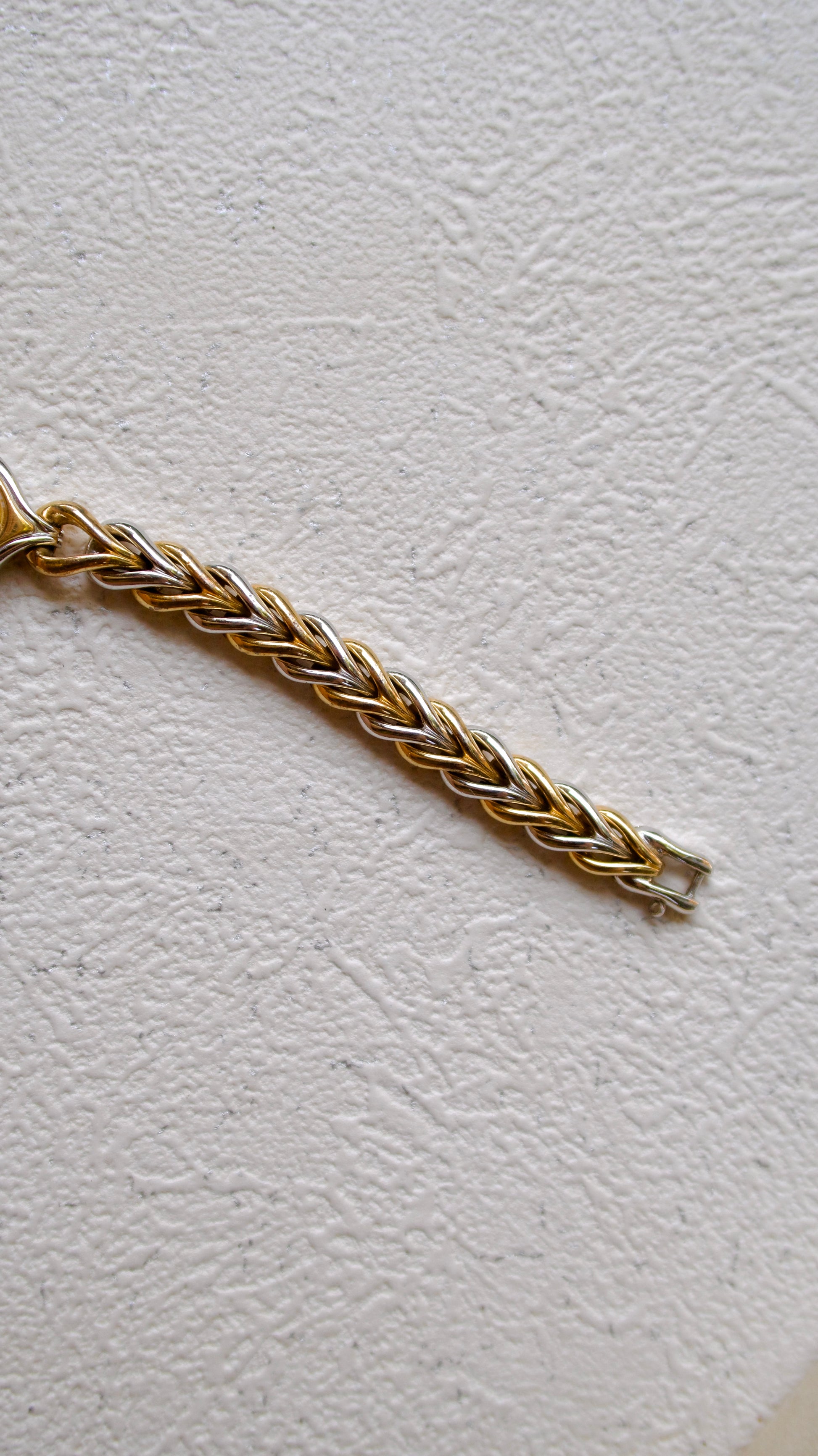 S. Exceline Black Jewel Oval Dial with Two Tone Braided Chain
