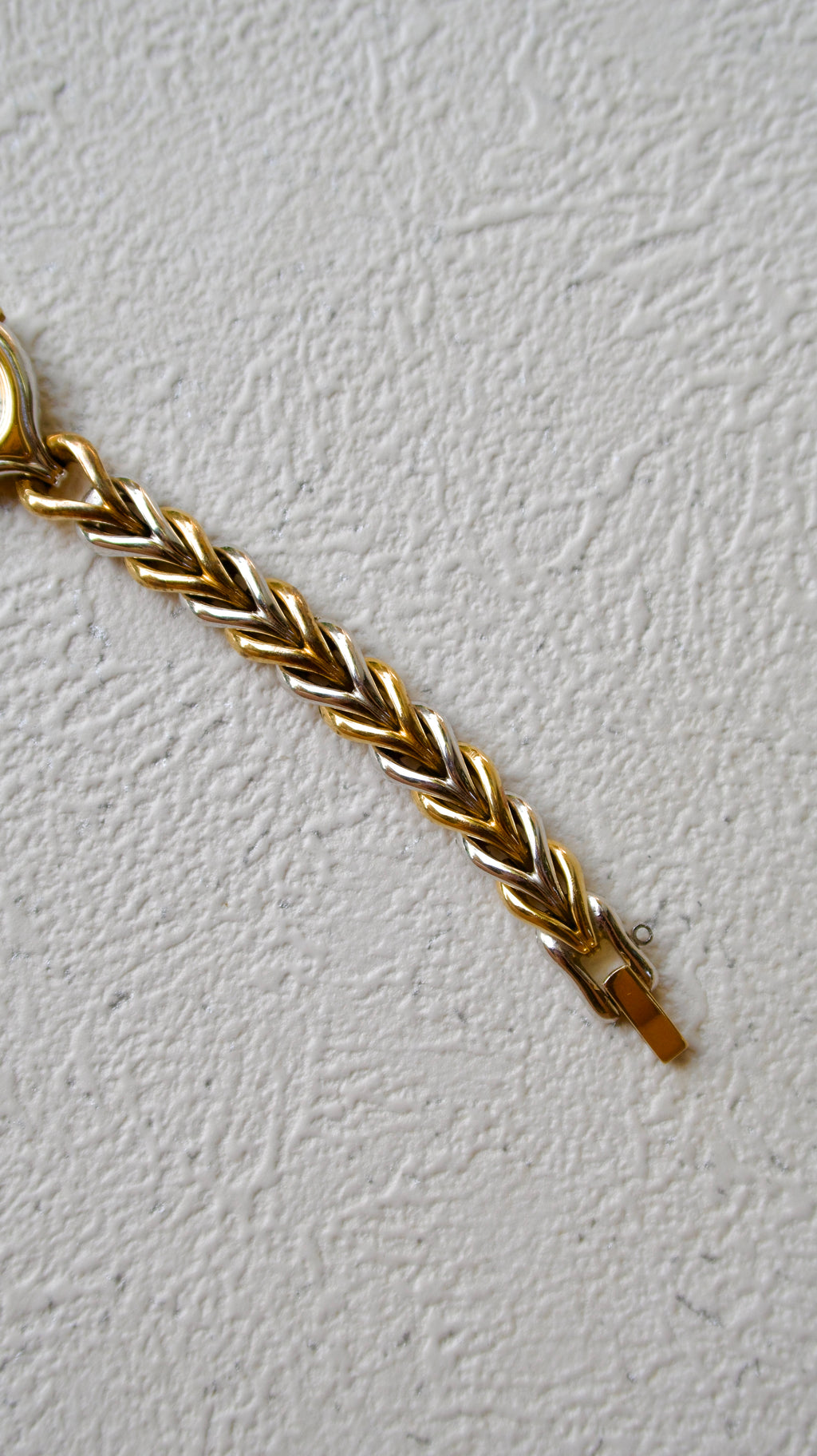 S. Exceline Black Jewel Oval Dial with Two Tone Braided Chain