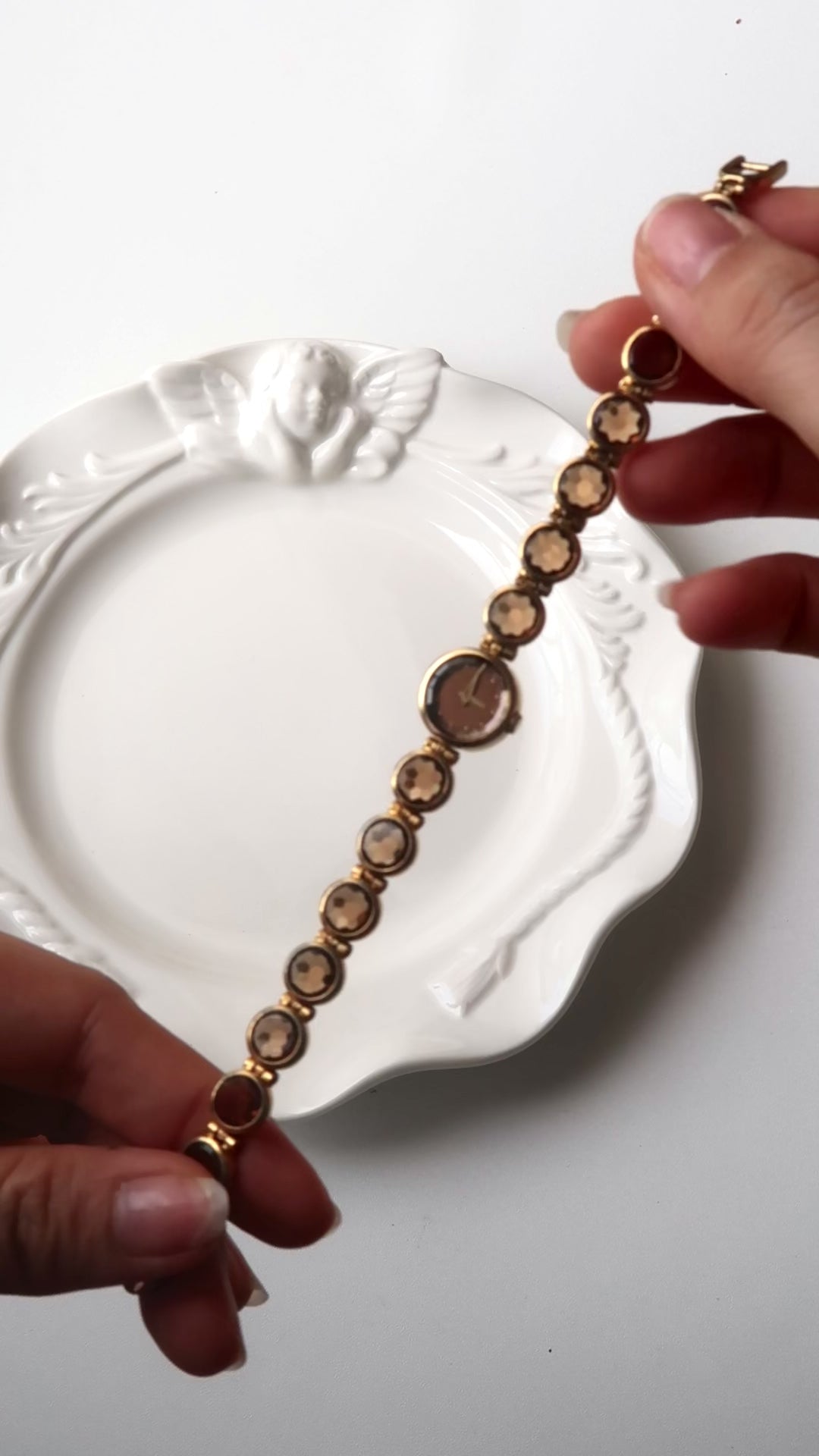 S. Lassale Brown Round Dial Brown Gold Chain Watch