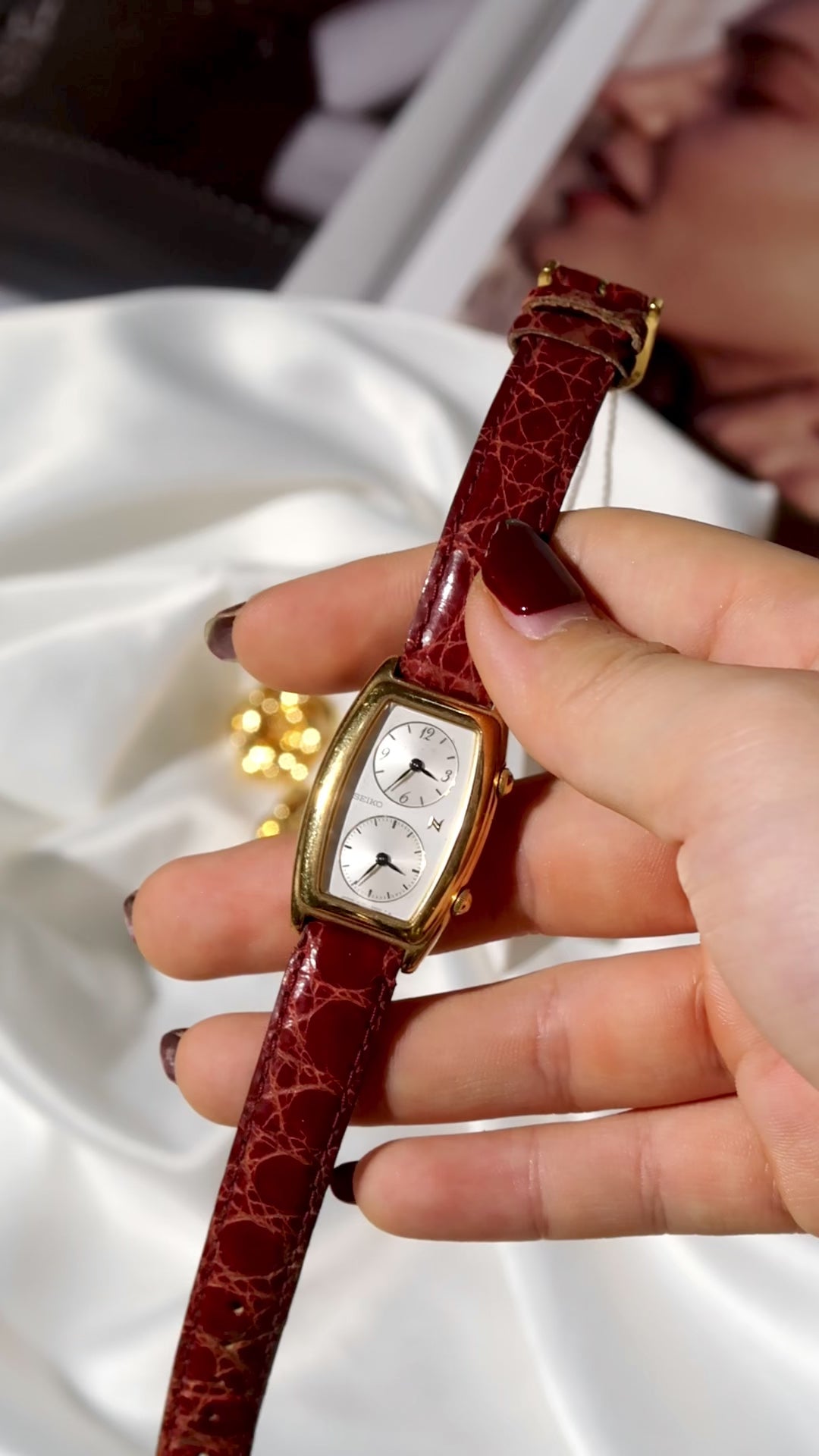 S. Neue 2 Dials Gold with Brown Strap Watch