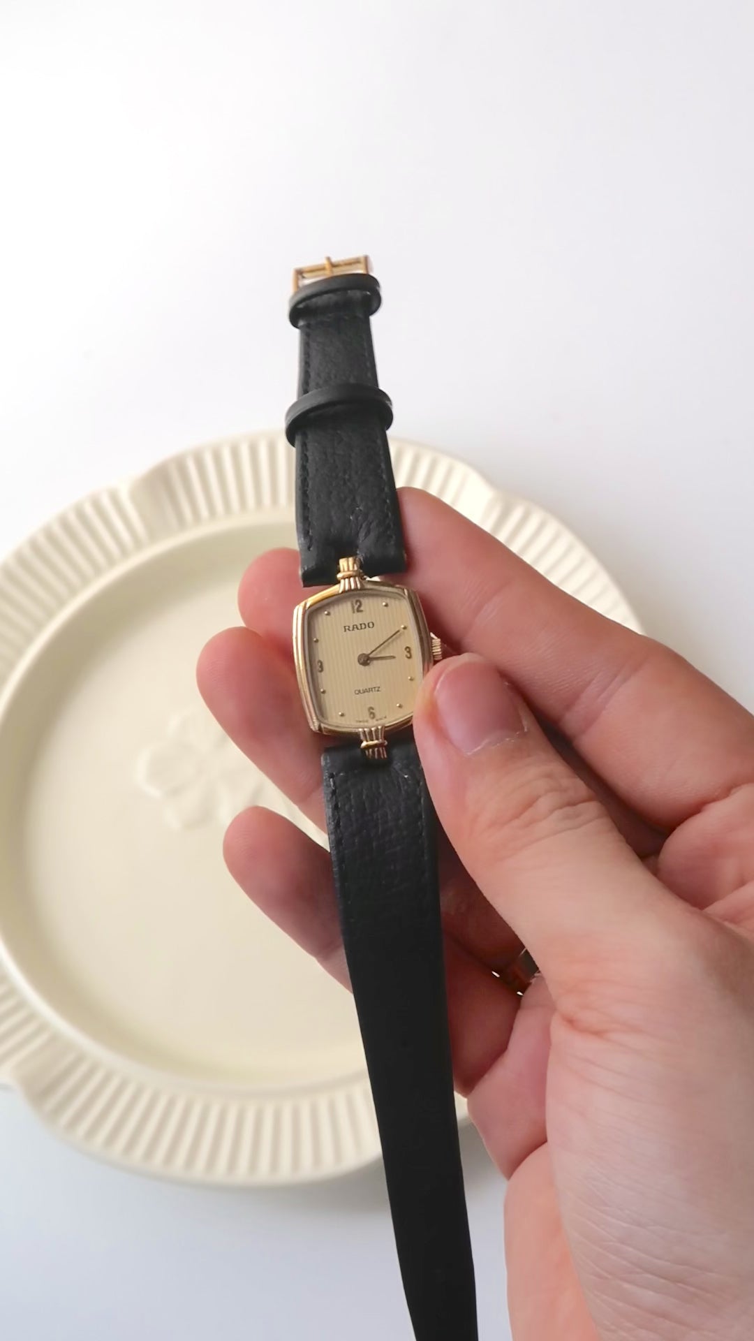 RD. Gold Hexa Dial Black Strap Watch