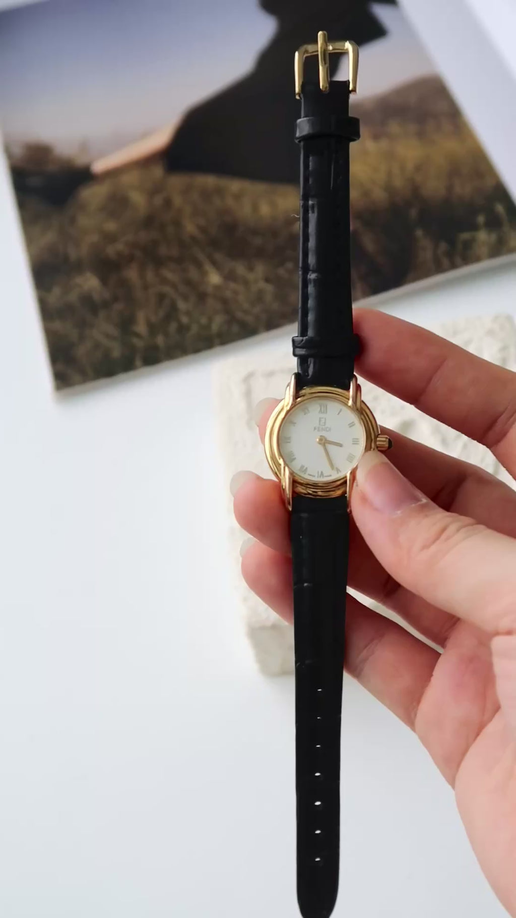 F. 300L Round White Dial with Black Strap Watch