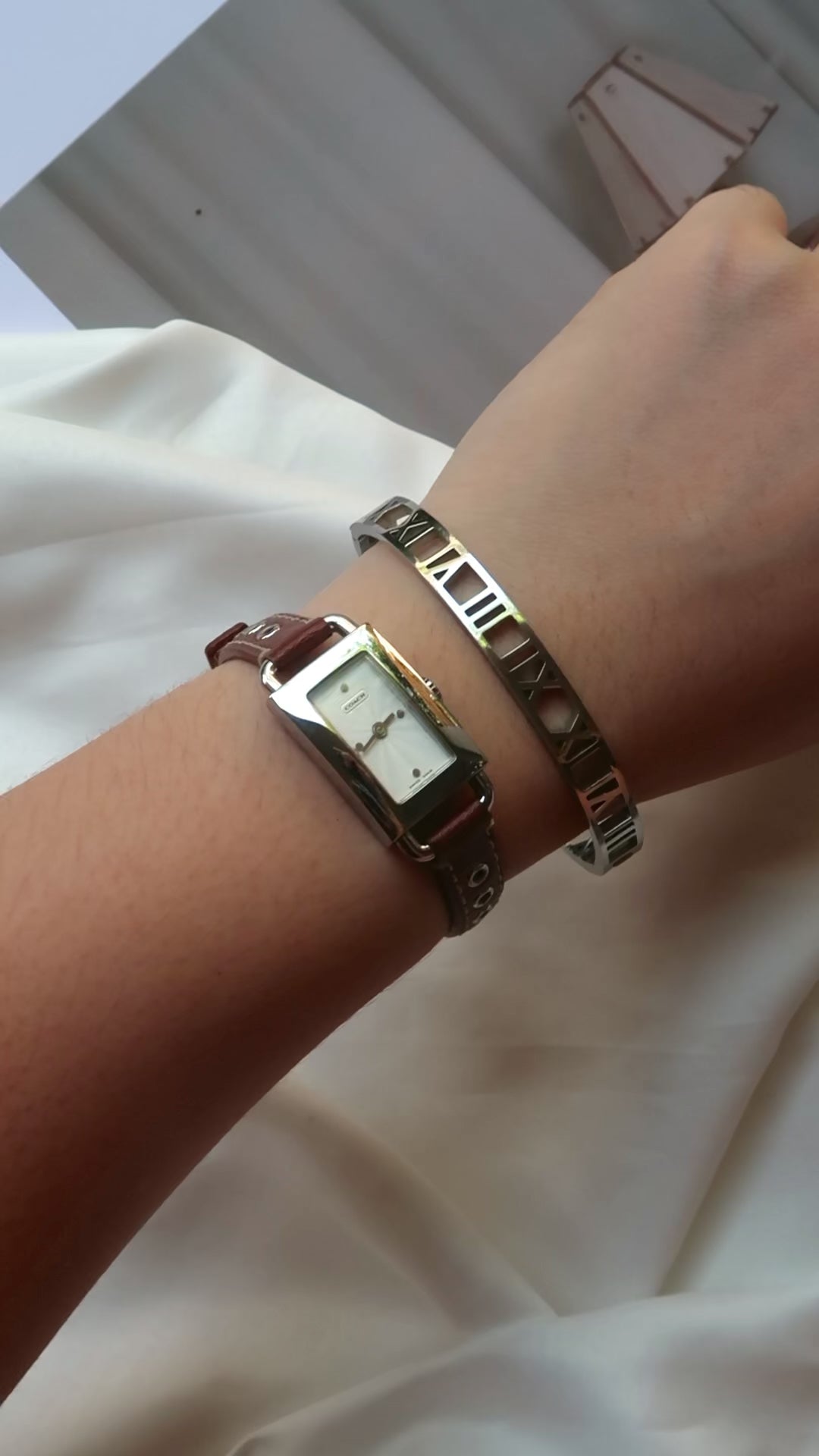 [WITH BOX] CC. Silver Dial with Brown Strap Watch