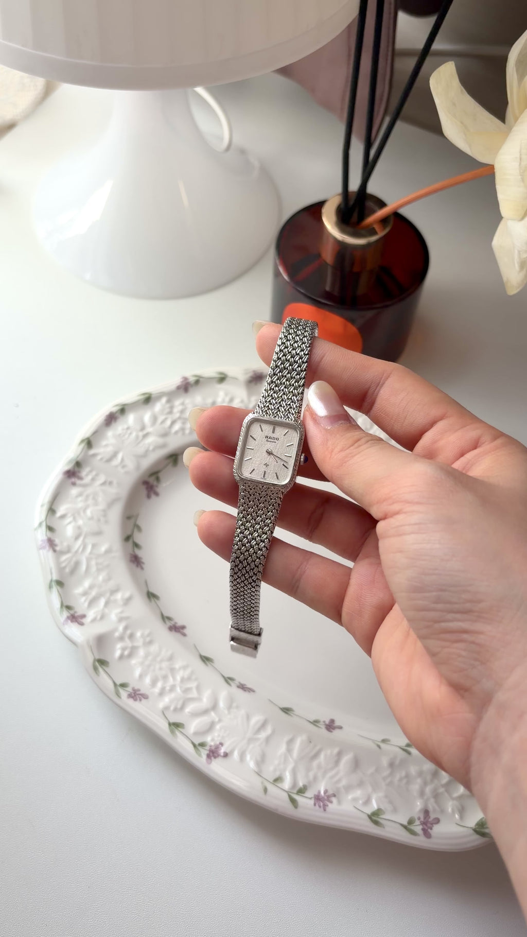 RD. Elegance Silver Square Dial Silver Chain Watch
