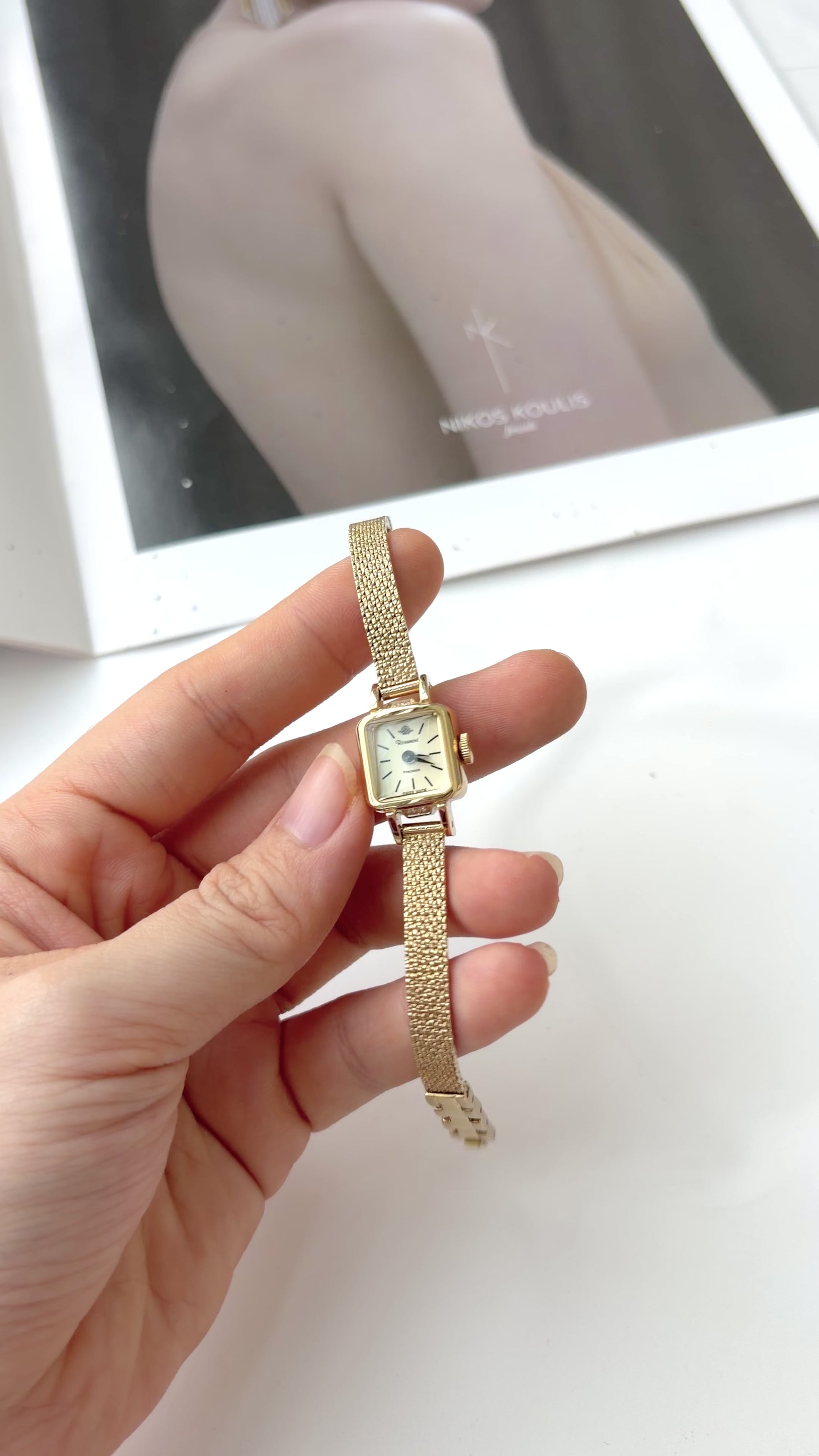 [Fullset WITH BOX] Rosemont Precision Square Dial with Gold Chain Watch