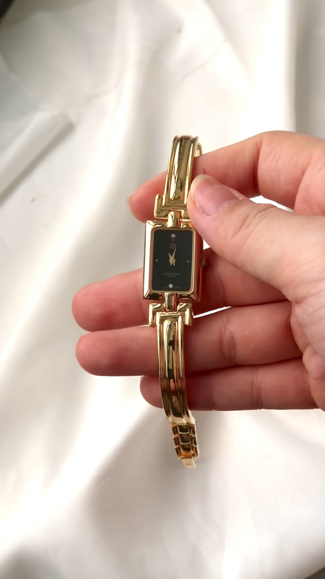 GV. Black Rect Dial with Gold Bangle Watch