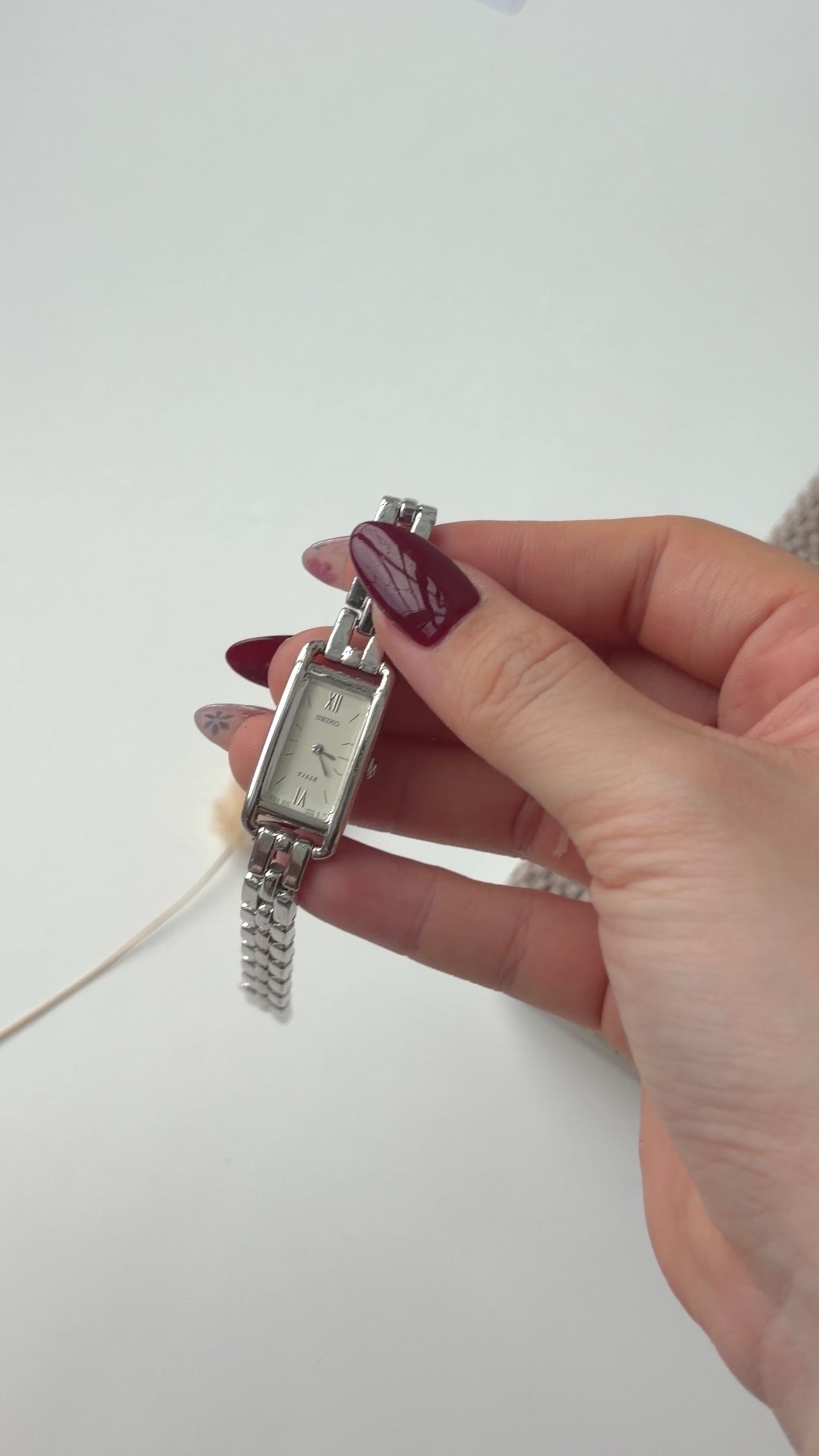 S. Tisse White Rect Dial with Silver Chain Watch