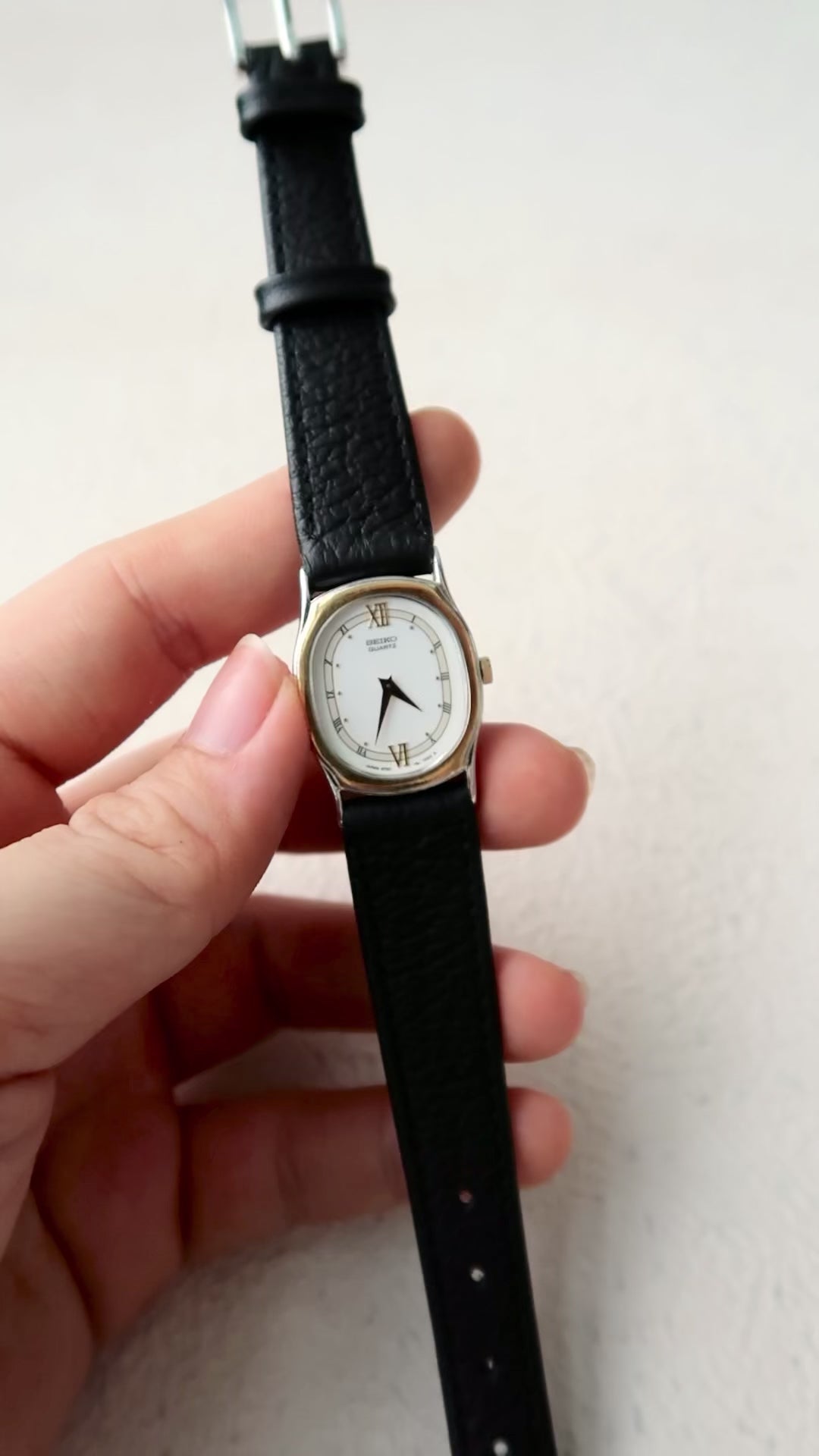 S. Two Tone Black Strap Watch