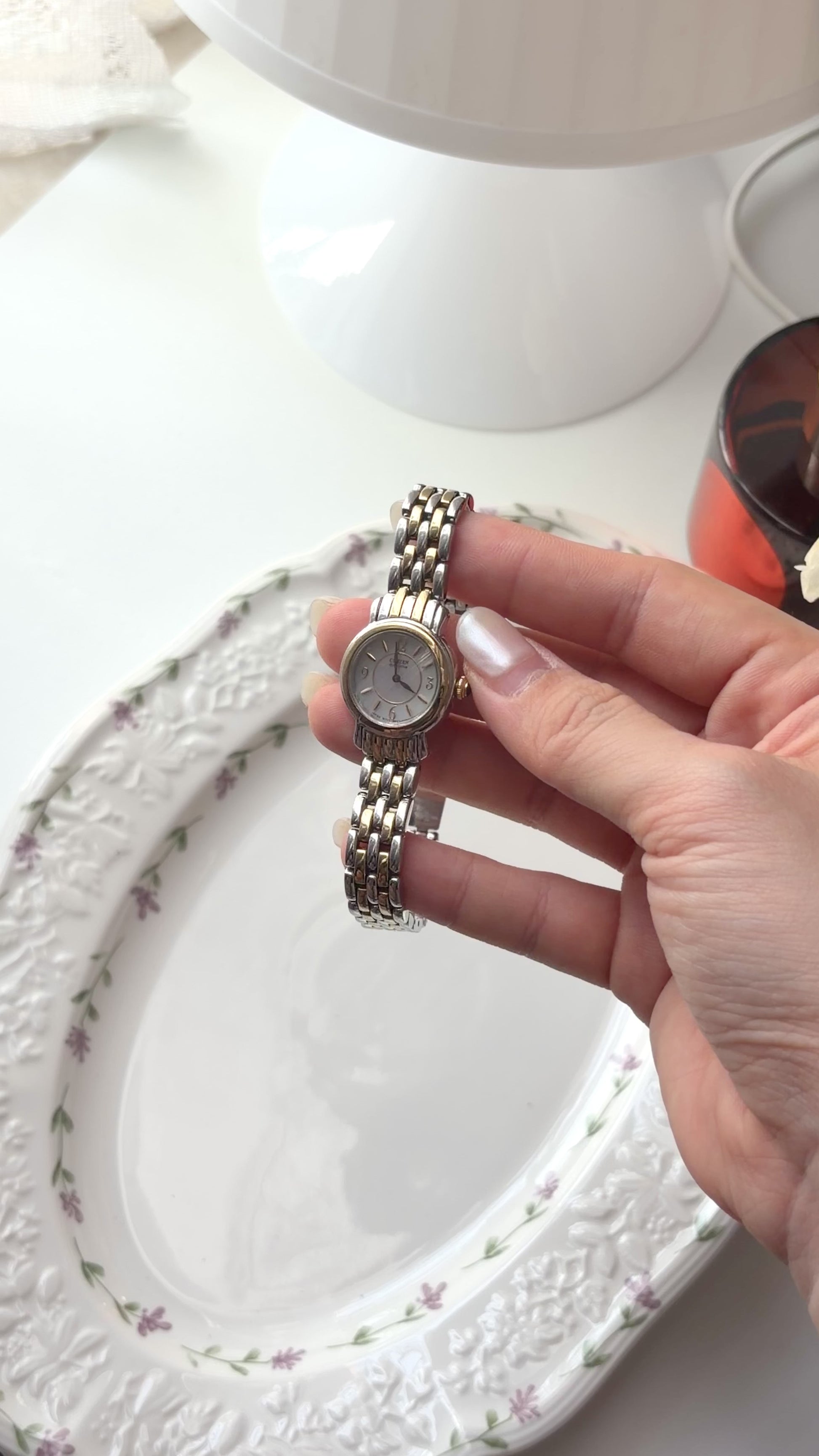 Ctz. Eco Drive MOP Round Dial Two Tone Chain Watch