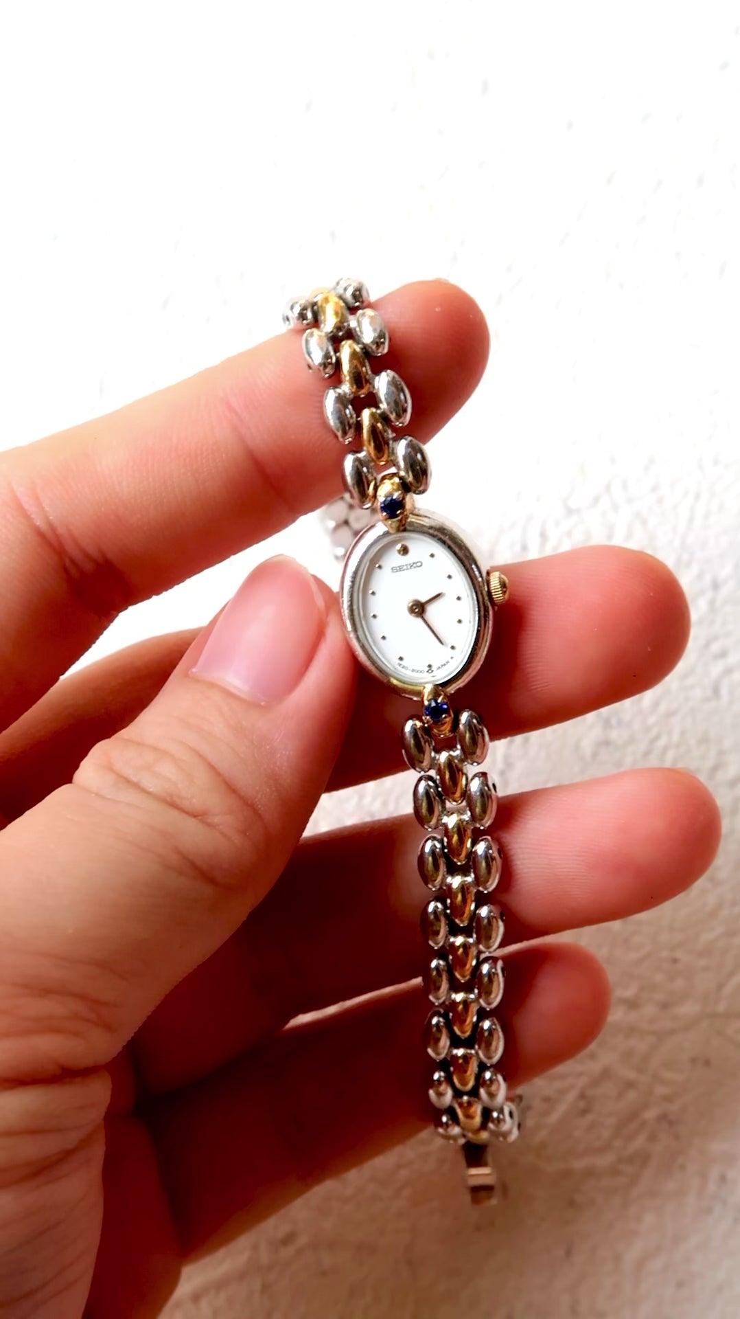 S. Blue Jewel Oval Dial with Two Tone Chain