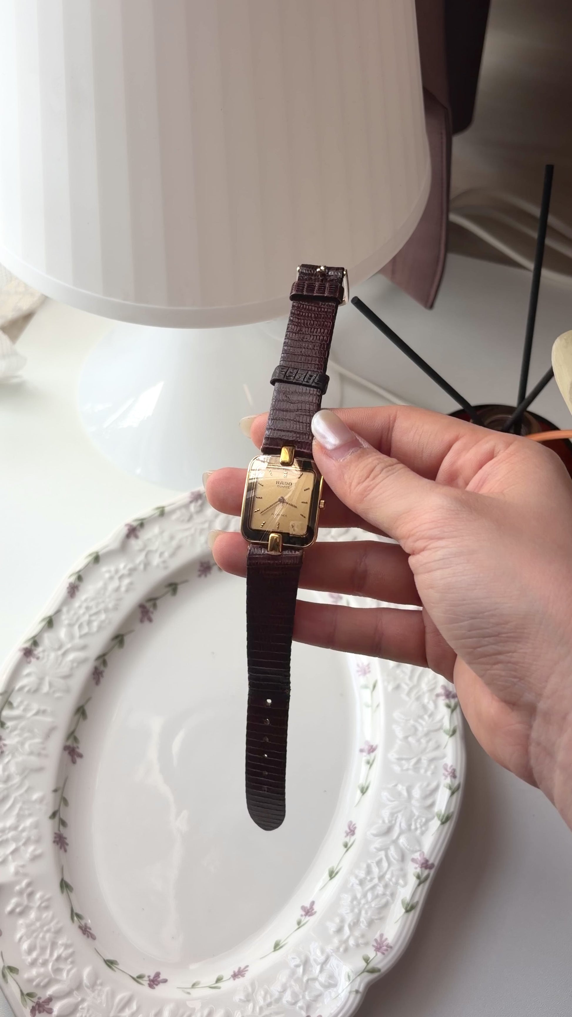 RD. Florence Gold Square Dial with Brown Strap Watch