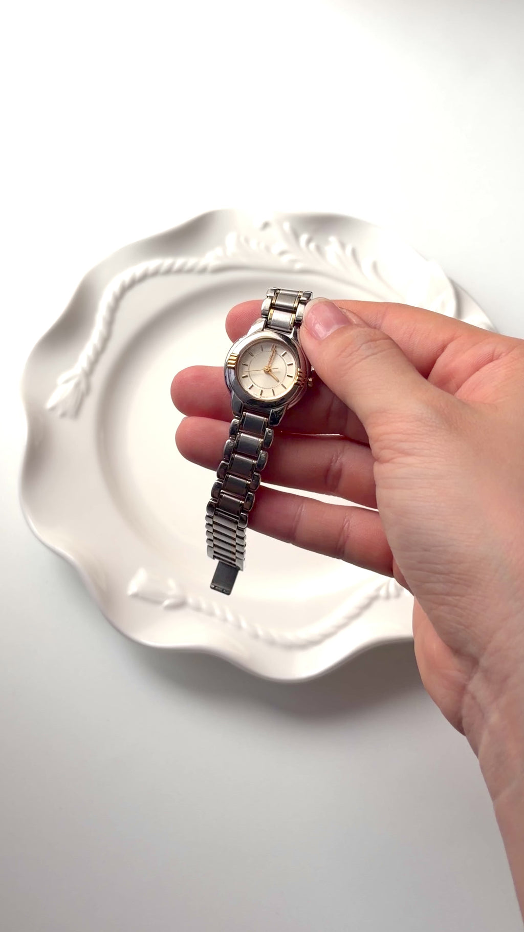 YSL Beige Round Dial Two Tone Watch