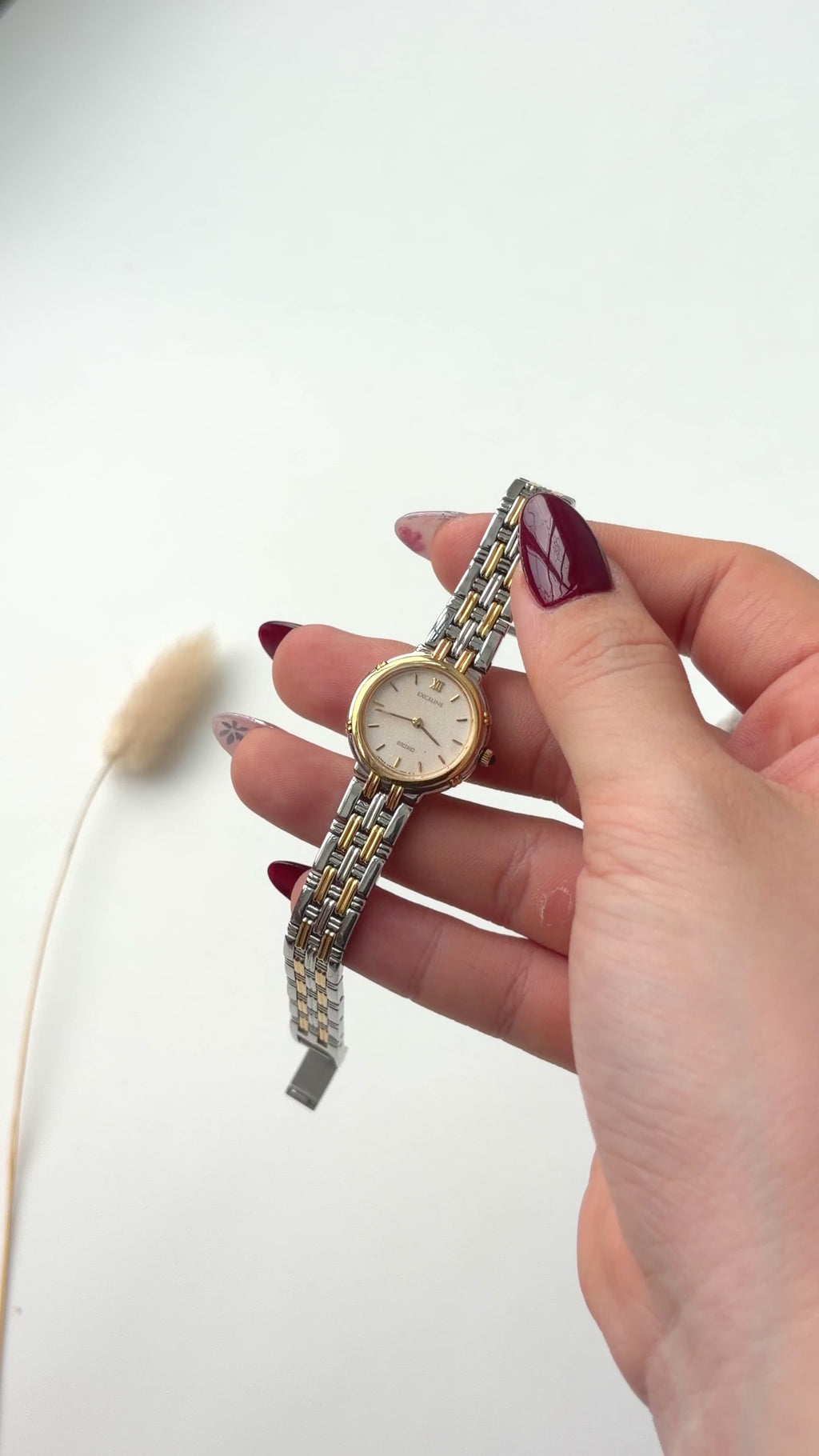 S. Exceline Beige Round Dial with Two Tone Chain Watch