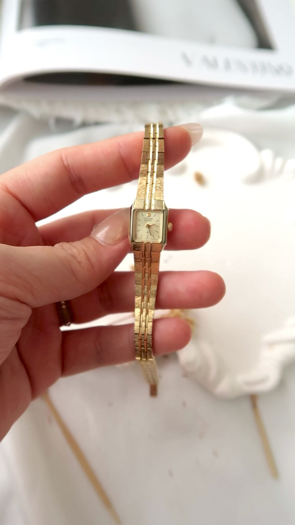 CTZ. x HIROB Gold Mini Square Dial with Gold Chain Watch