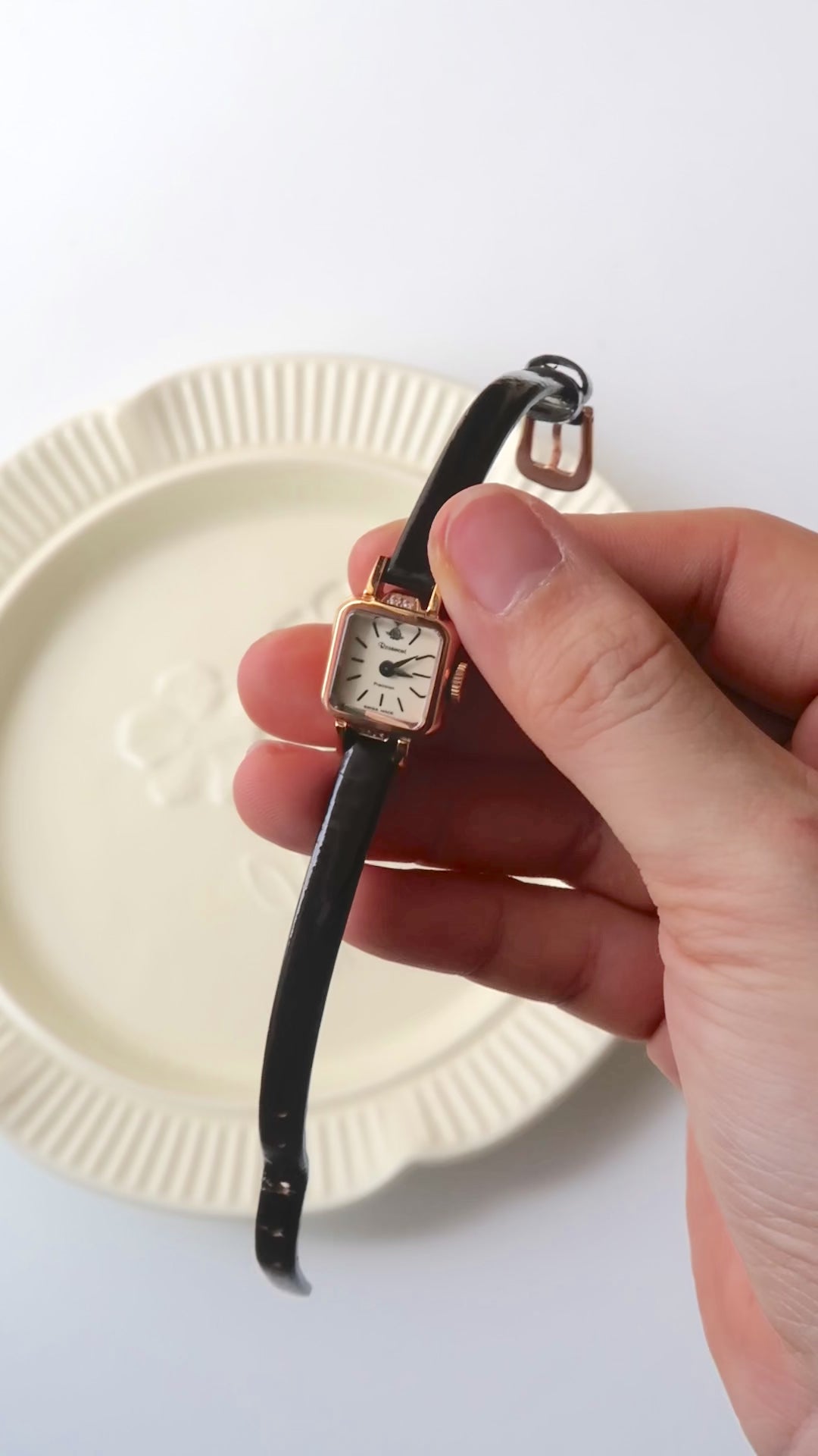 Rosemont Precision Beige Square Dial Brown Strap Watch