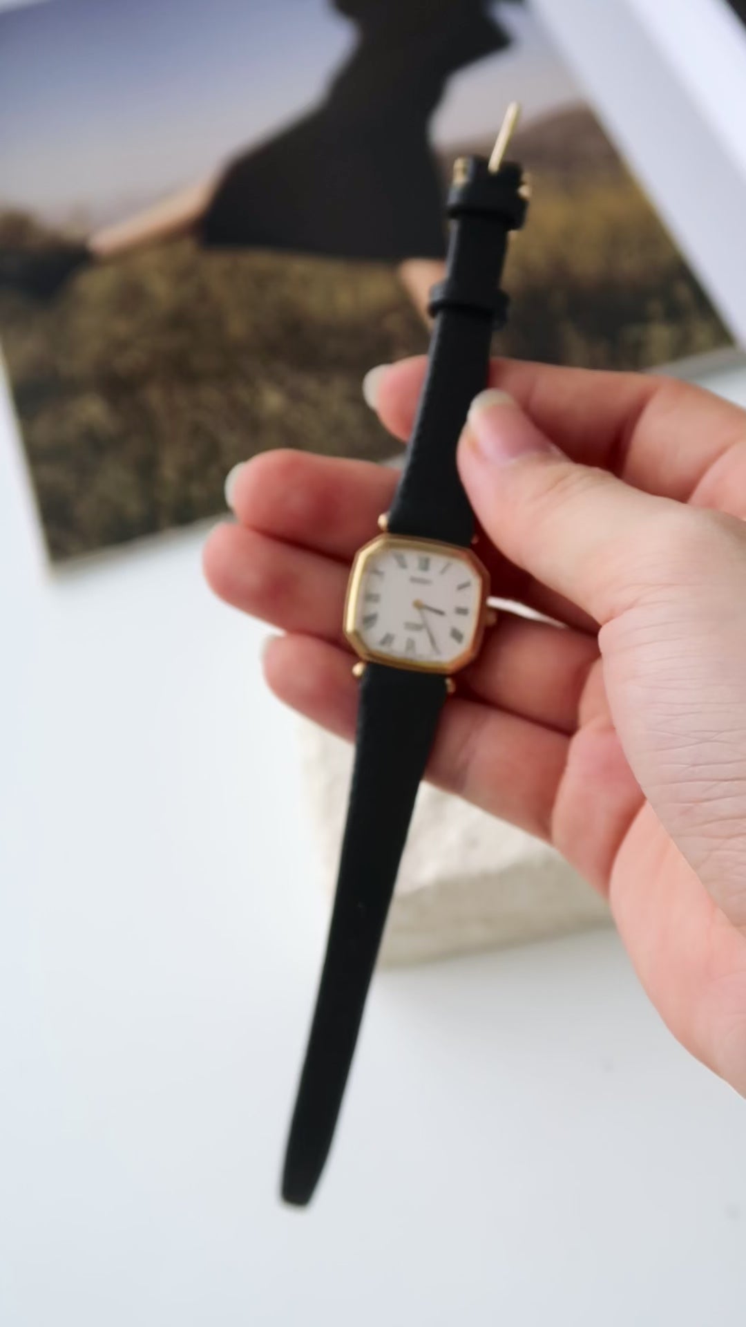 CTZ Excella White Square Roman Dial with Black Strap Watch