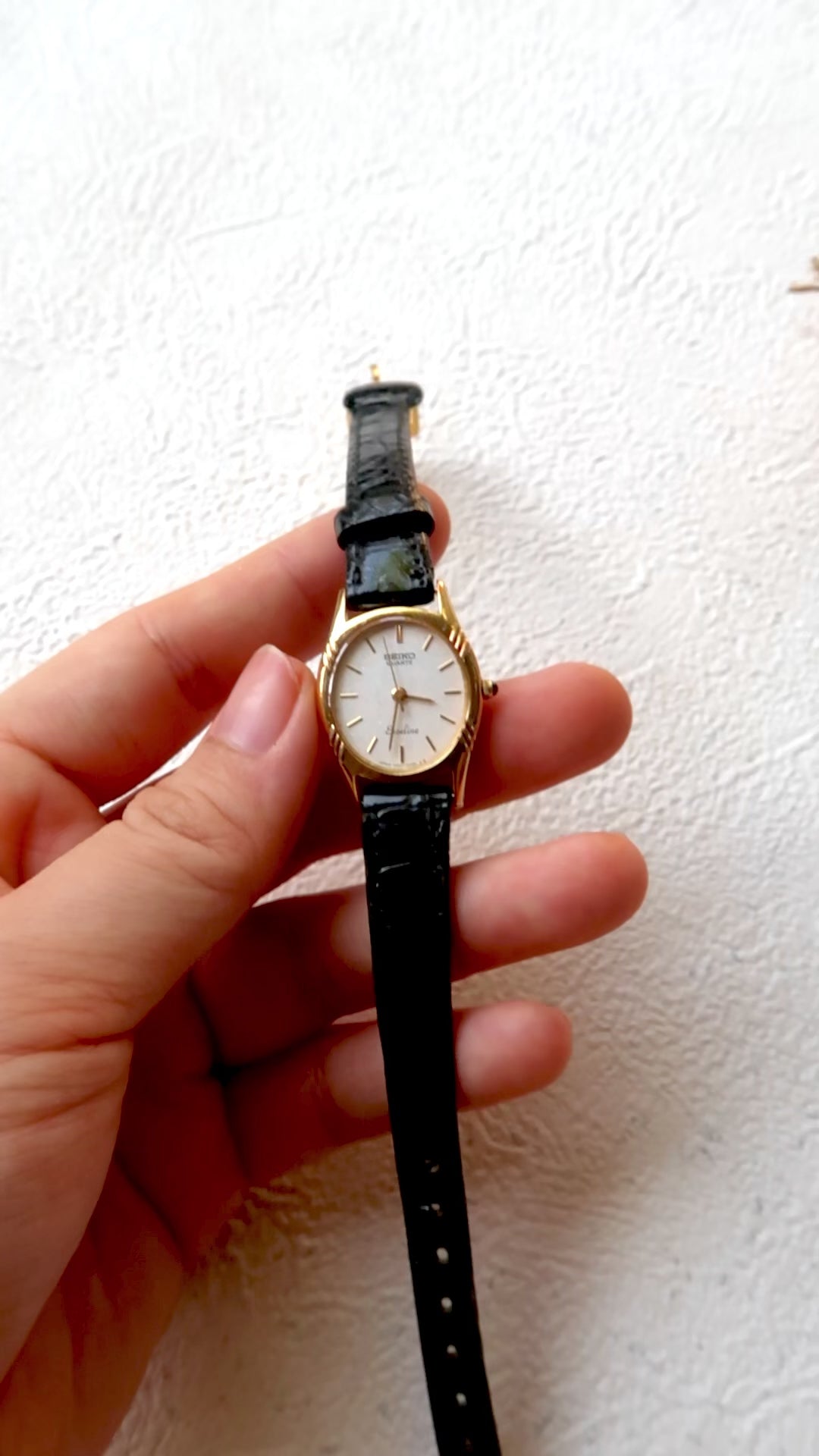 S. Exceline Oval Gold Dial with Black Strap