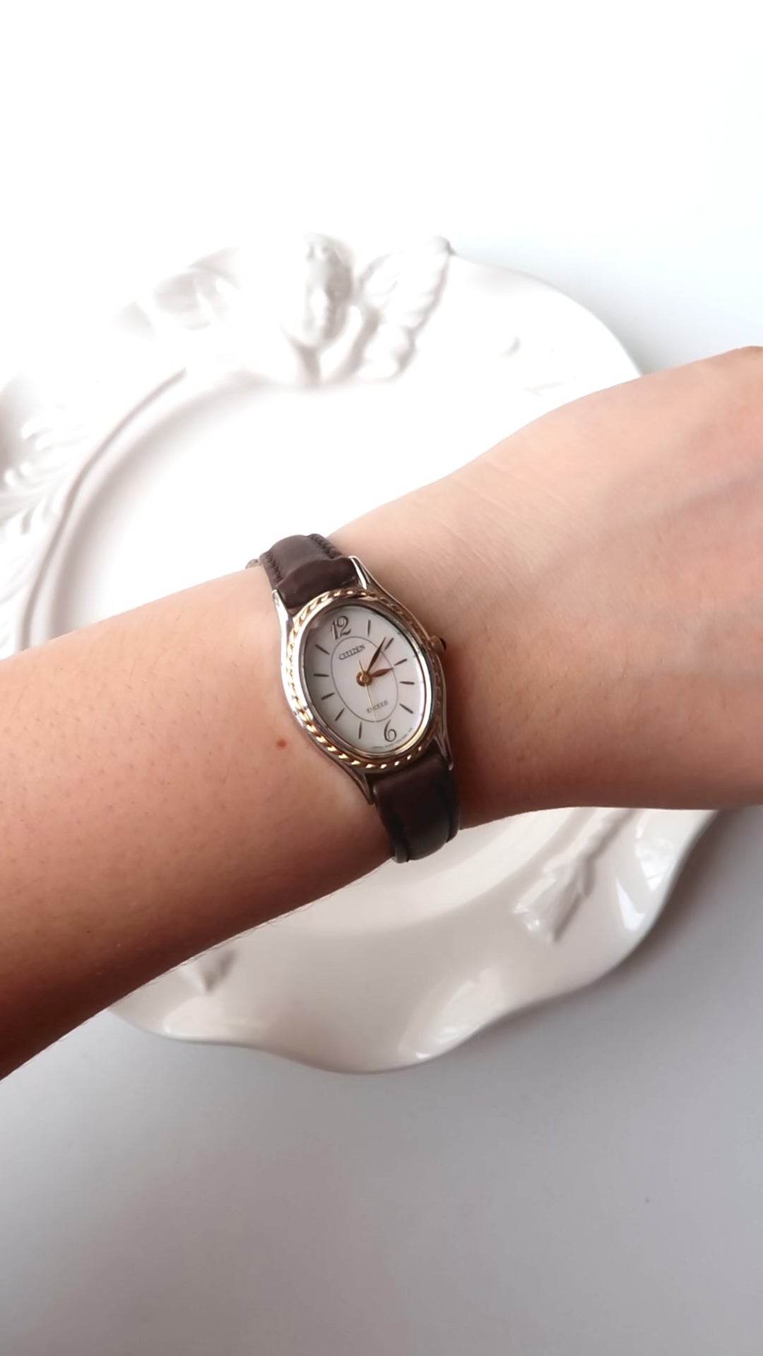 CTZ. Exceed MOP Oval Dial Dark Brown Strap Watch