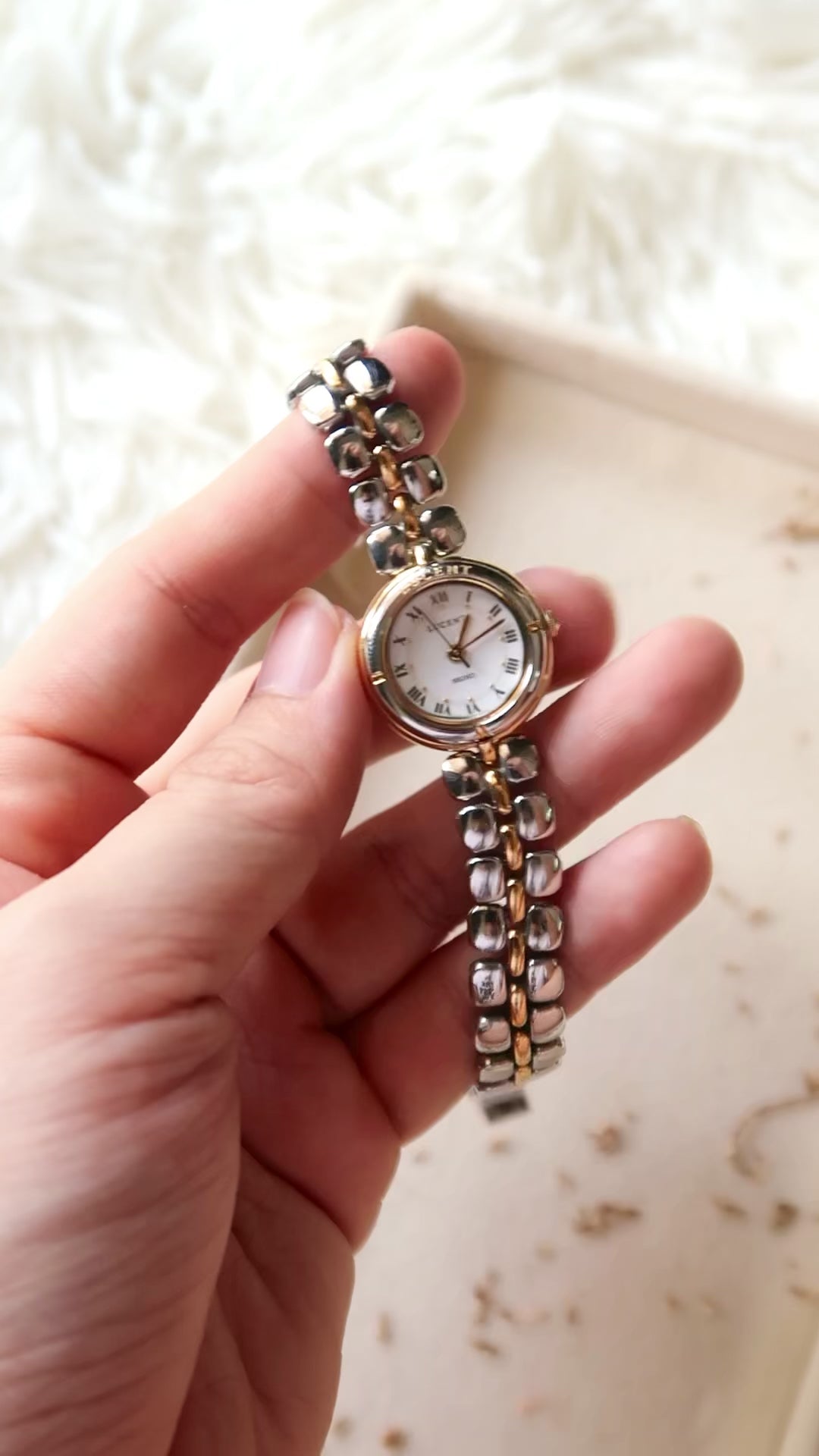 S. Lucent White Round Dial with Two Tone Chain