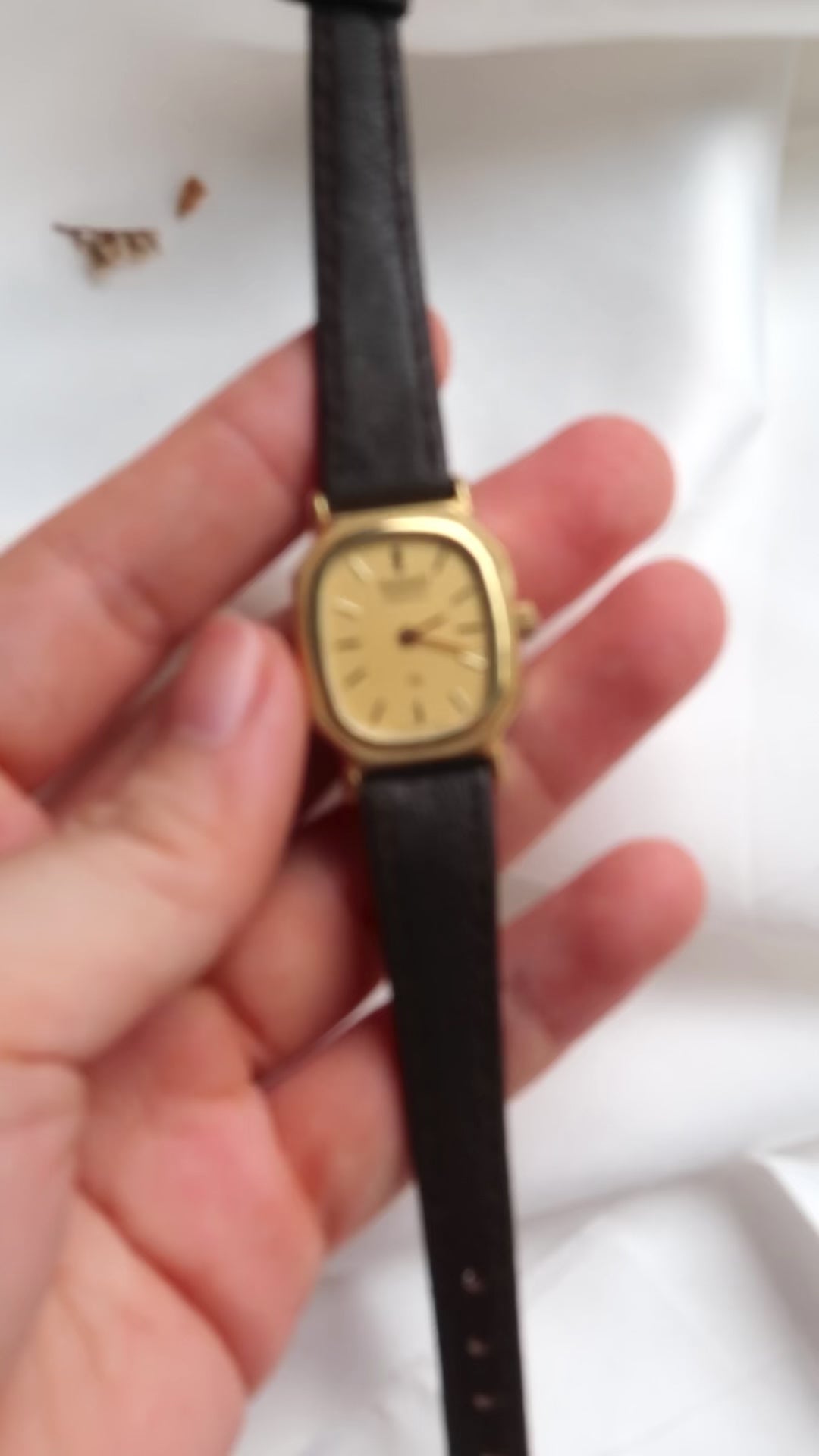 RD. Gold Square Dial with Brown Leather Strap