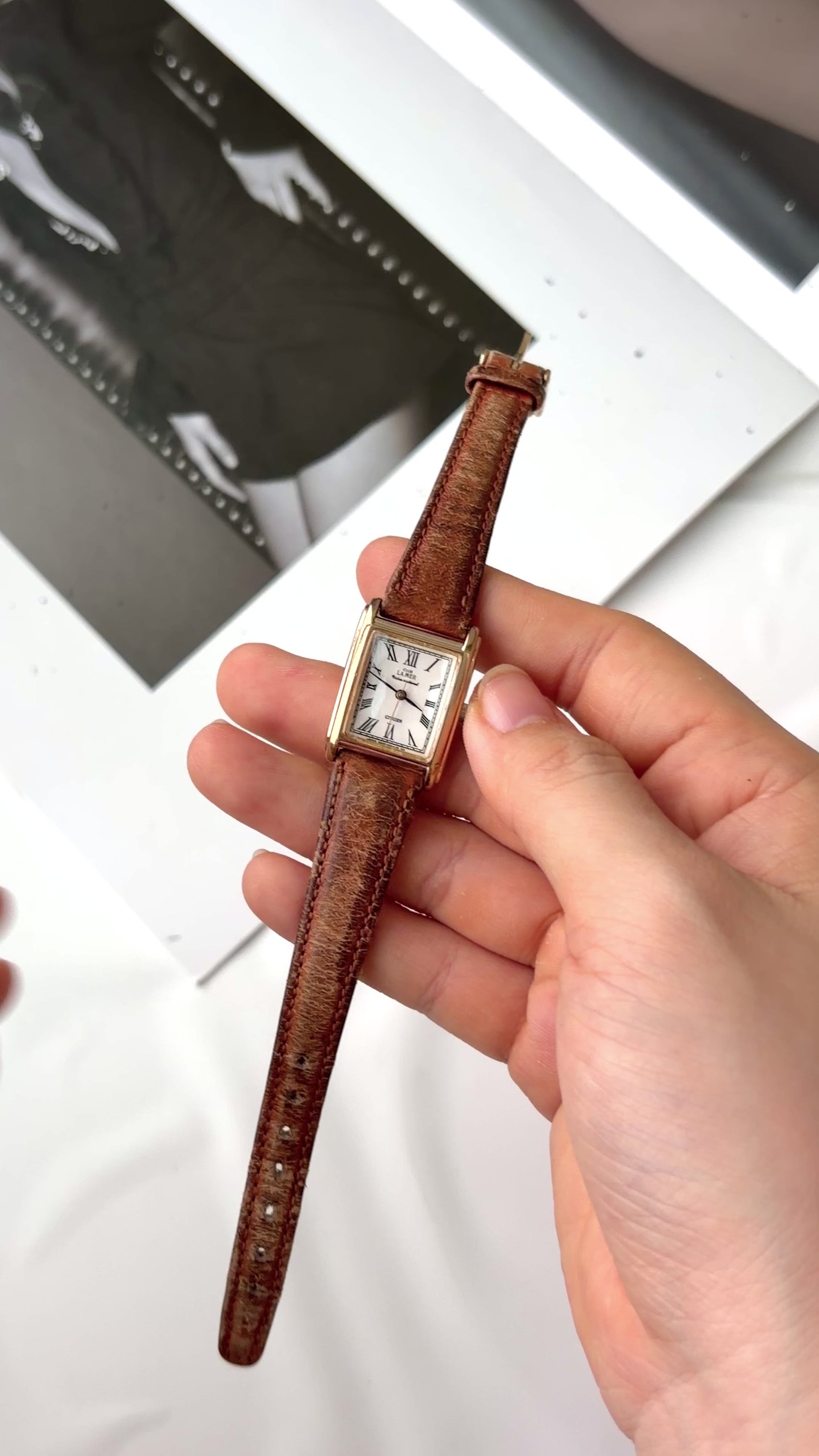 CTZ Club La Mer White Rect Dial with Brown Strap Watch